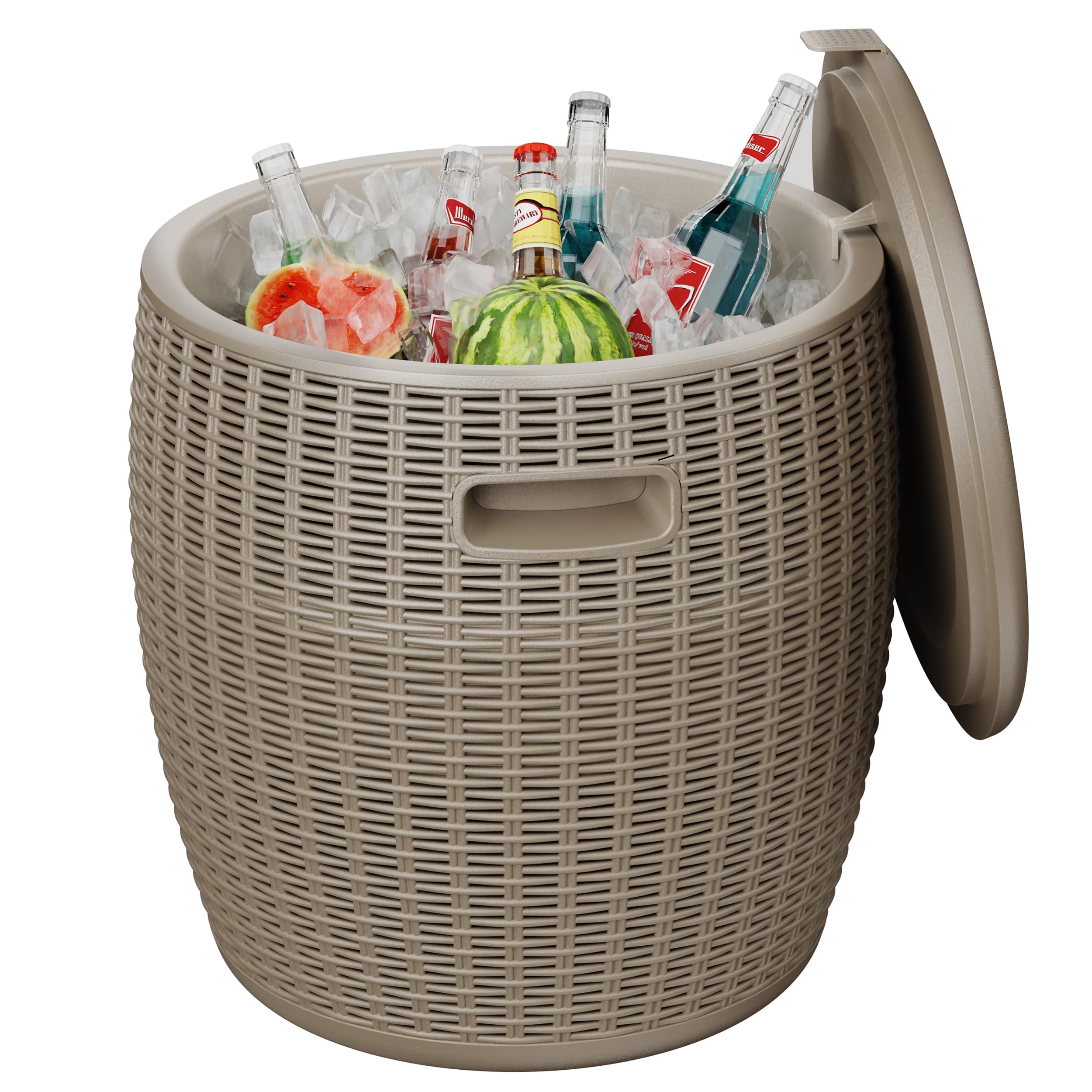 Yardgrace  Round Ice Bucket for Drink Chilling Outdoor Cooler Bar Table Patio