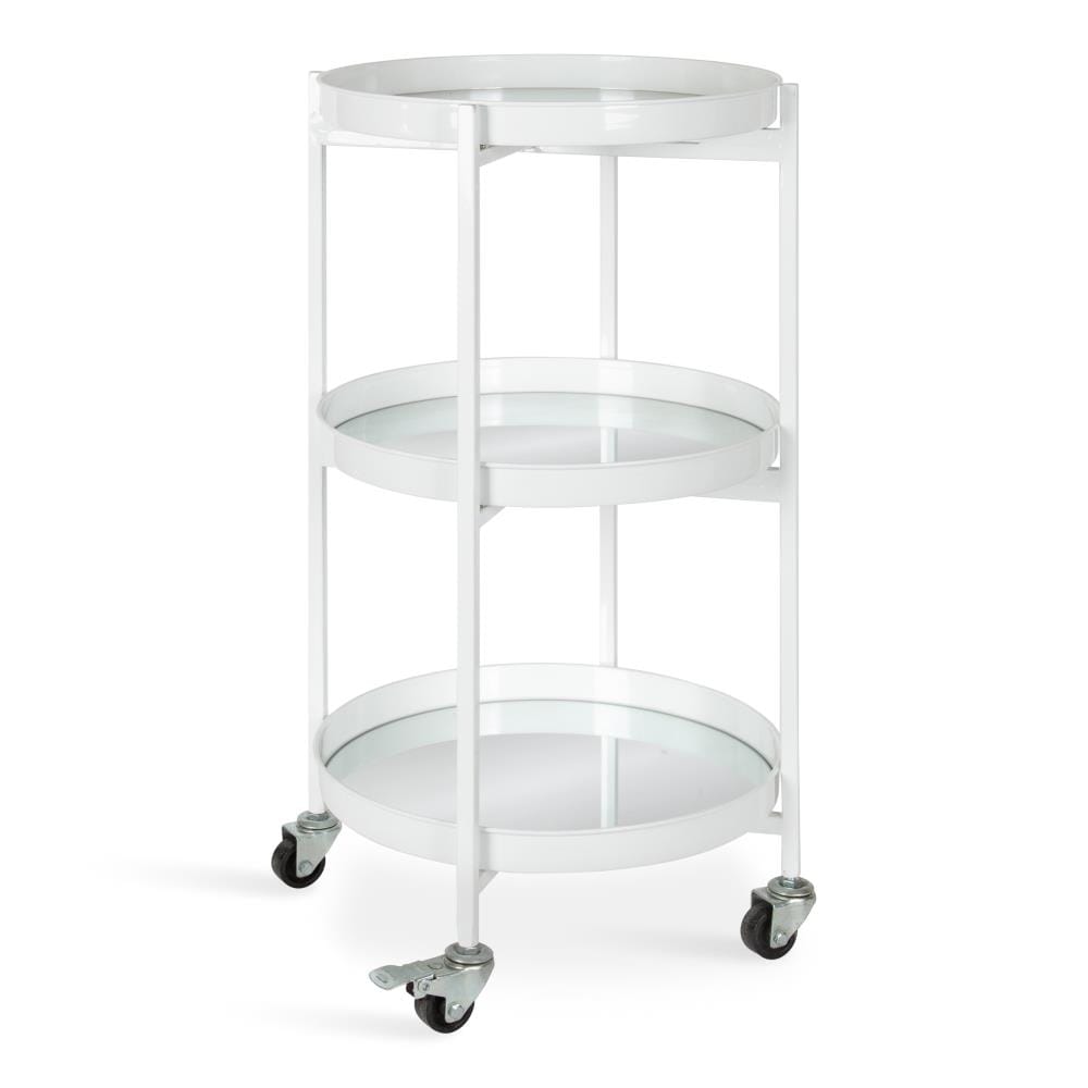 Kate and Laurel Celia Bar Cart - Round Metal Frame with Removable Trays ...