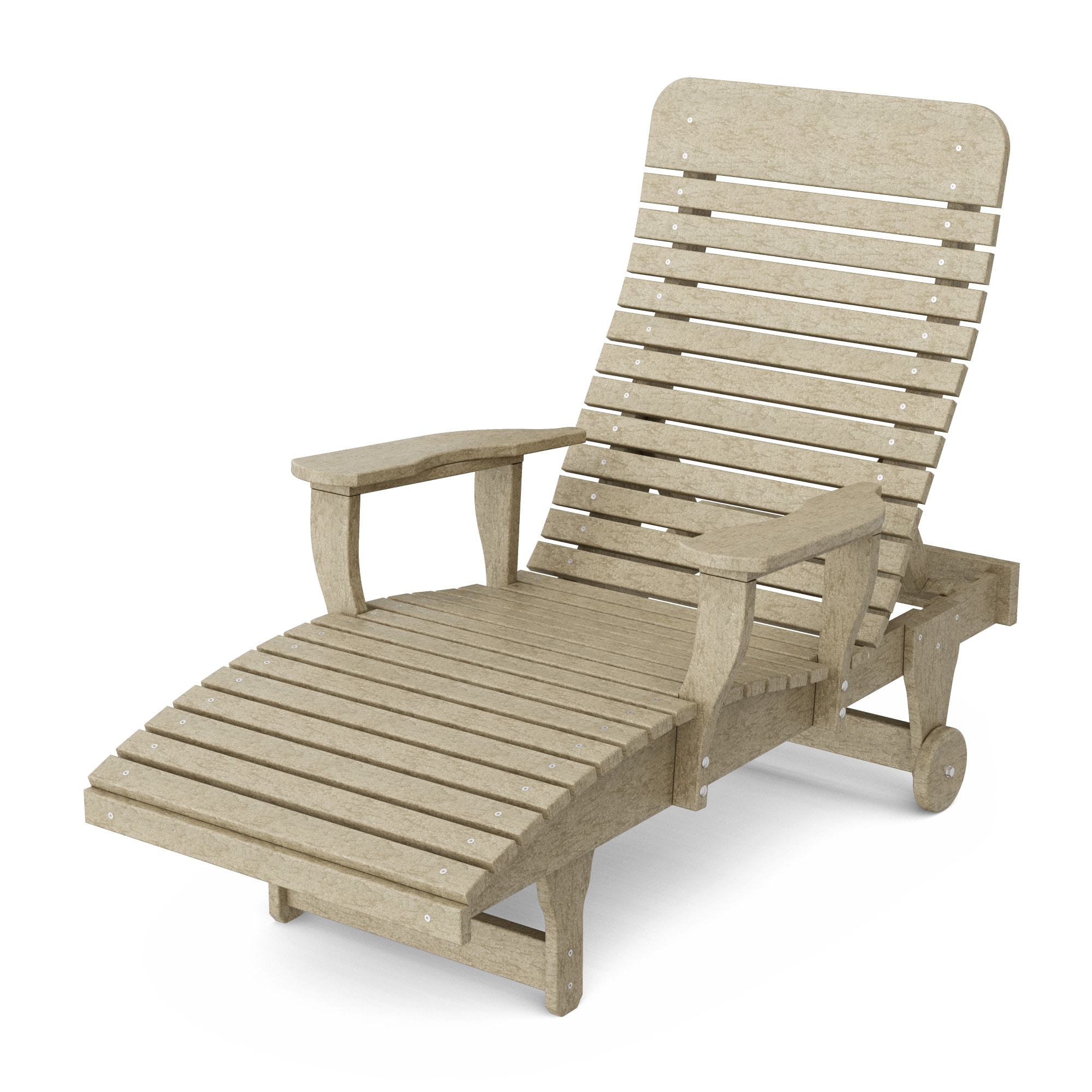 Wildridge LCC-460-WW Signature Weathered Wood Plastic Frame Stationary Chaise Lounge Chair with Slat Seat