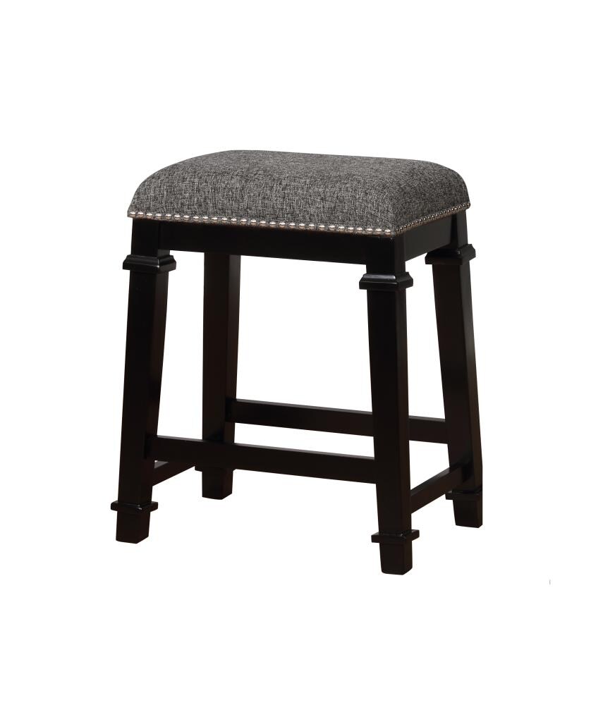 Kennedy Black Wood and Tweed Backless Counter Stool