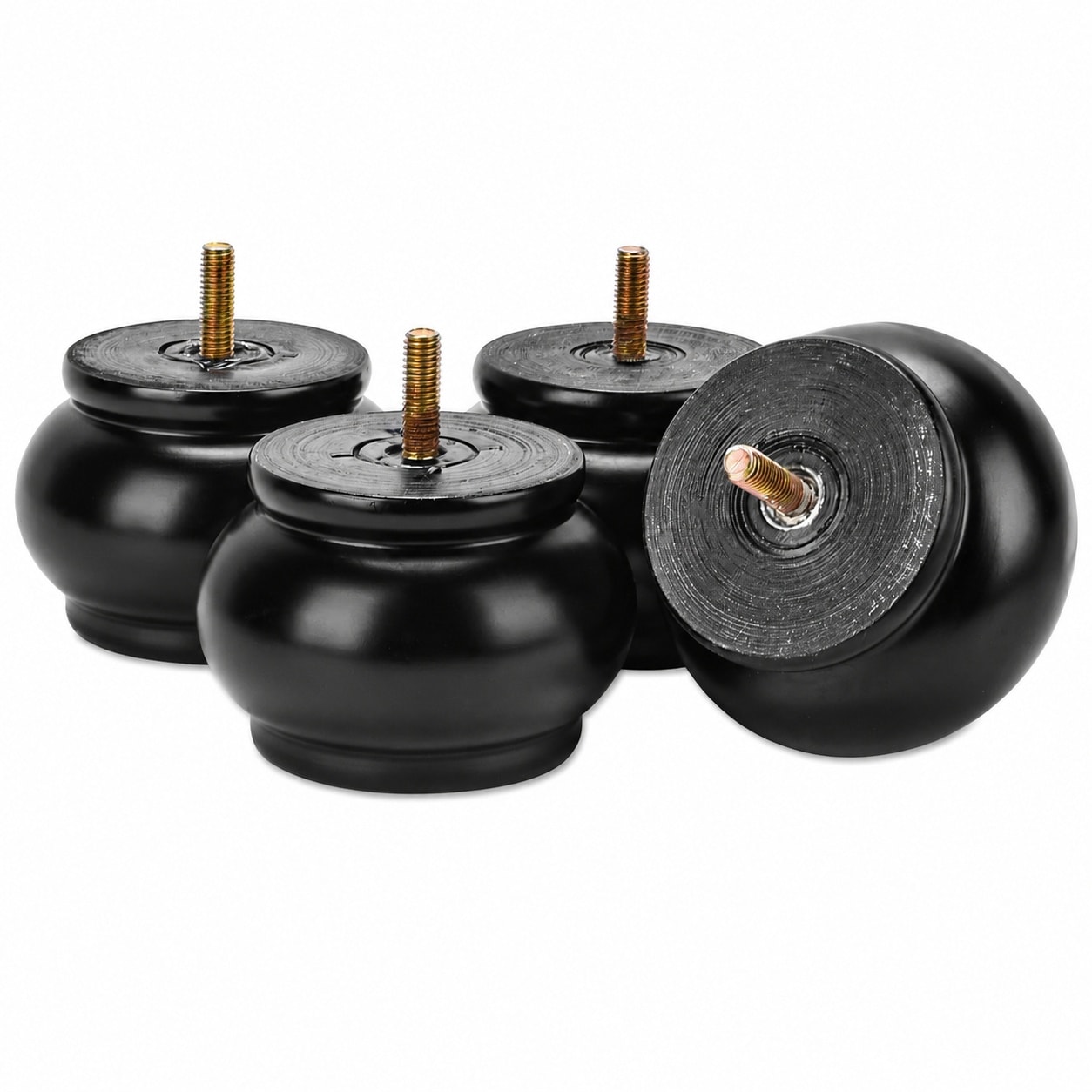 Aoibox  2 4 in Solid Wood Turned Bun Feet Replacement Furniture Legs 4 Pack with M8 Hanger Bolts with Mounting Hardware