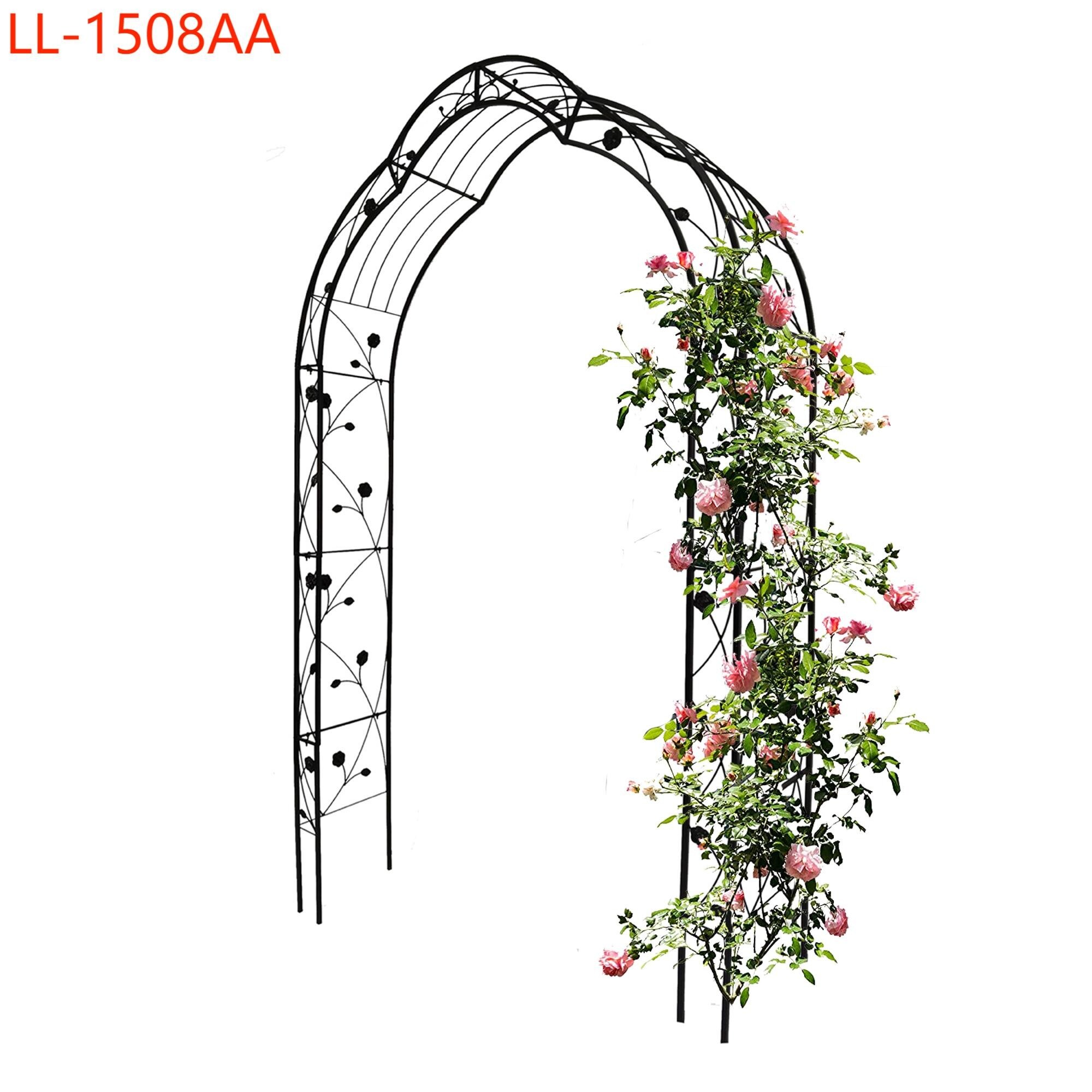 Yiekholo LL-1508AA 59-Inches W x 98.4-Inches H Black Iron Traditional Garden Trellis For Climbing Plants For Cucumbers For Roses