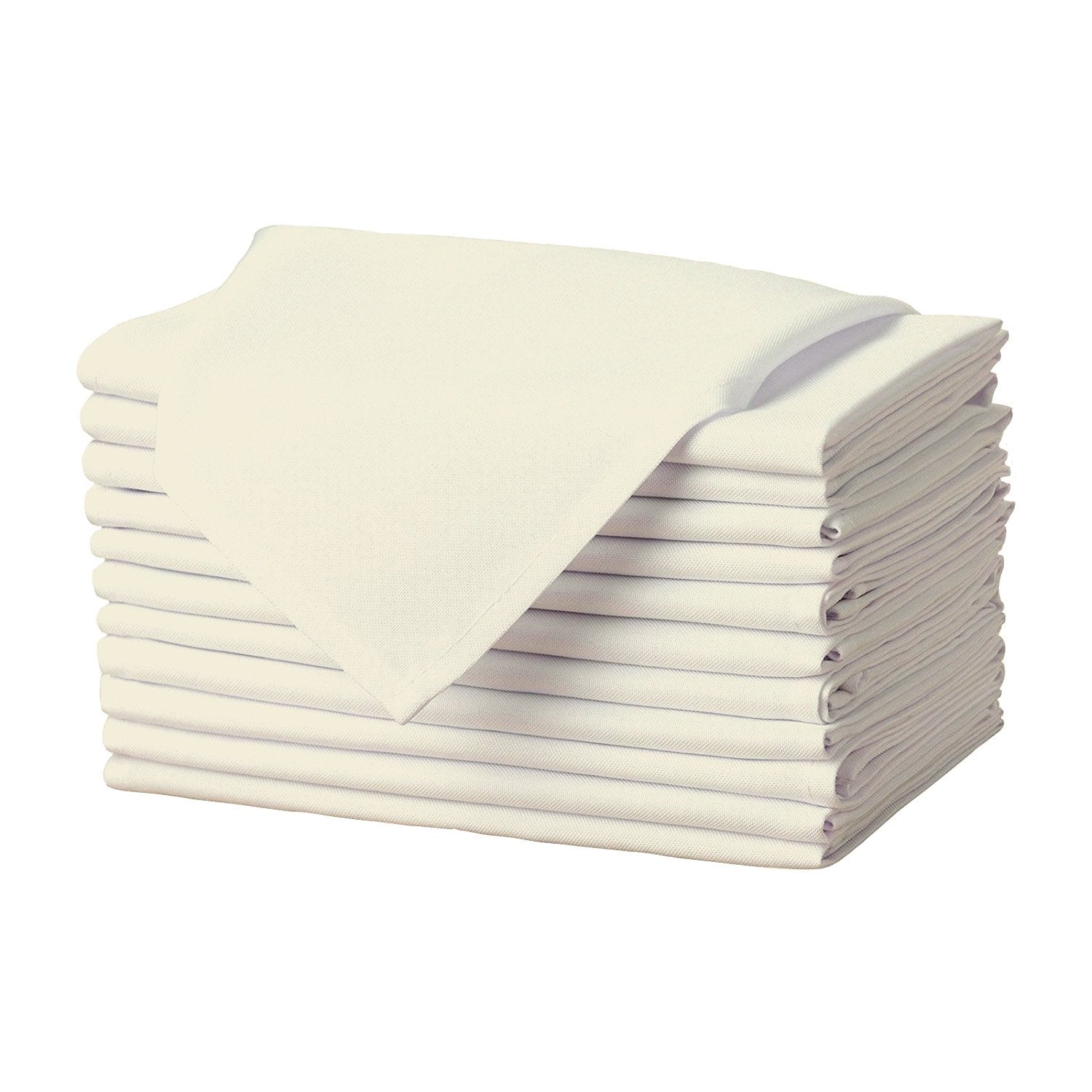 Gee Di Moda  Cloth Napkin - 17 x 17 Inch Ivory Dinner Napkins - Set of 12 - Soft and Absorbent Washable Fabric Cloth Table Napkins with Hemmed Edges