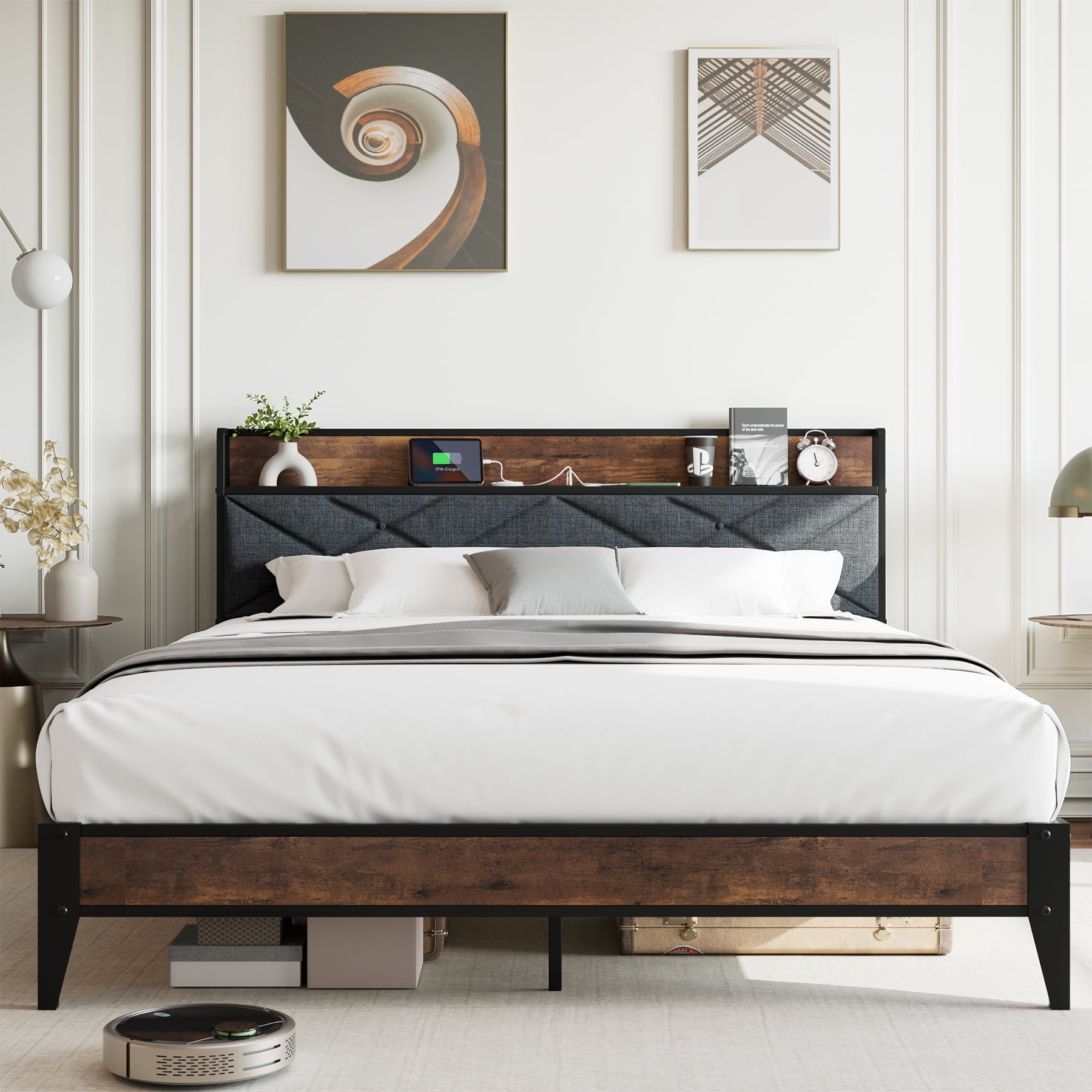 Garvee King Size Steel MDF Bed Frame with Metal Slats Support- 11 Inch ...
