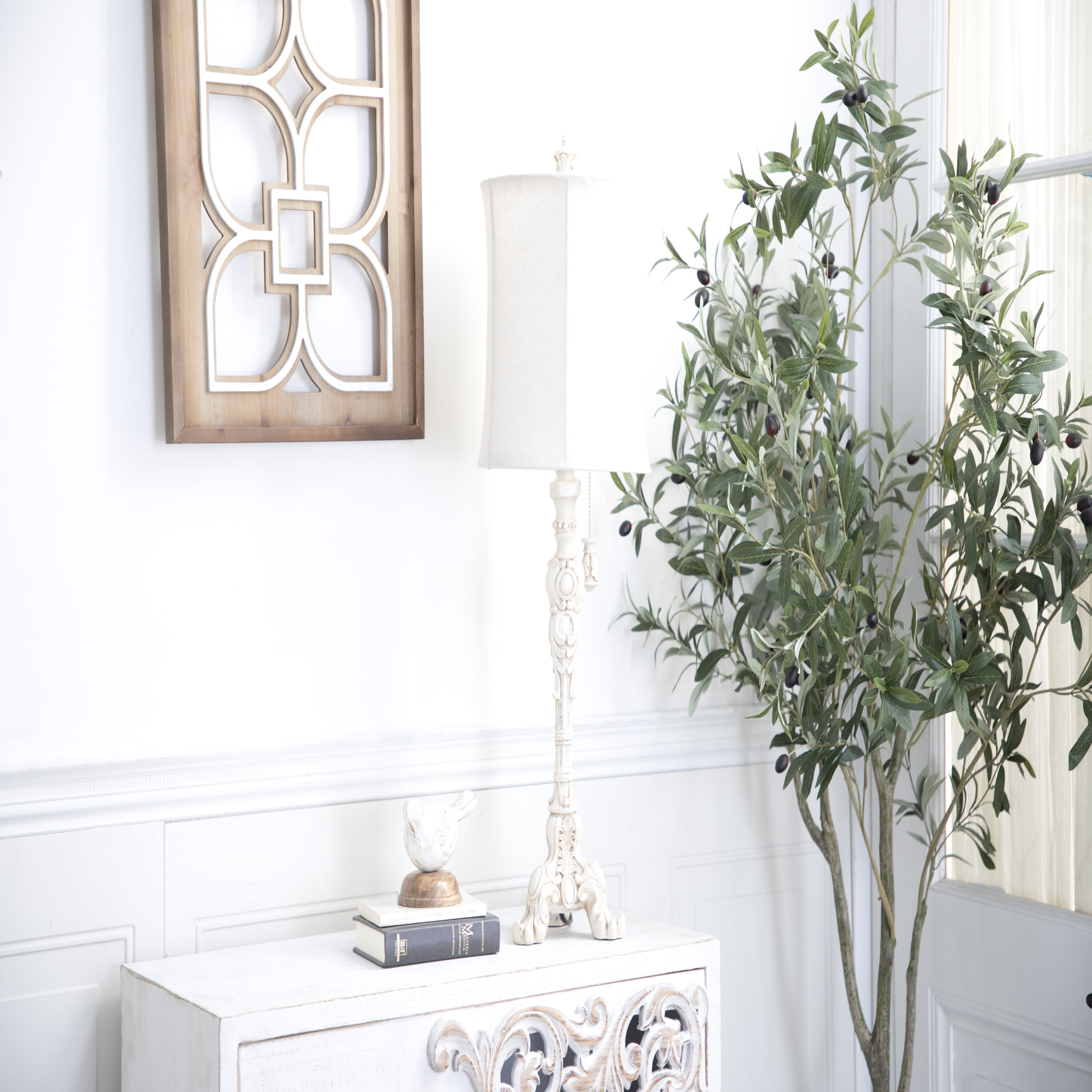 Grayson Lane 33256 31-in Cream with Drum Shade LED On/Off switch Buffet Table Lamp with Linen Shade