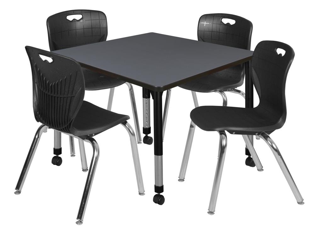 Regency TB4242GYAPCBK40BK Classroom Tables Gray 4-Person Training Table (42-in W x 34-in H)