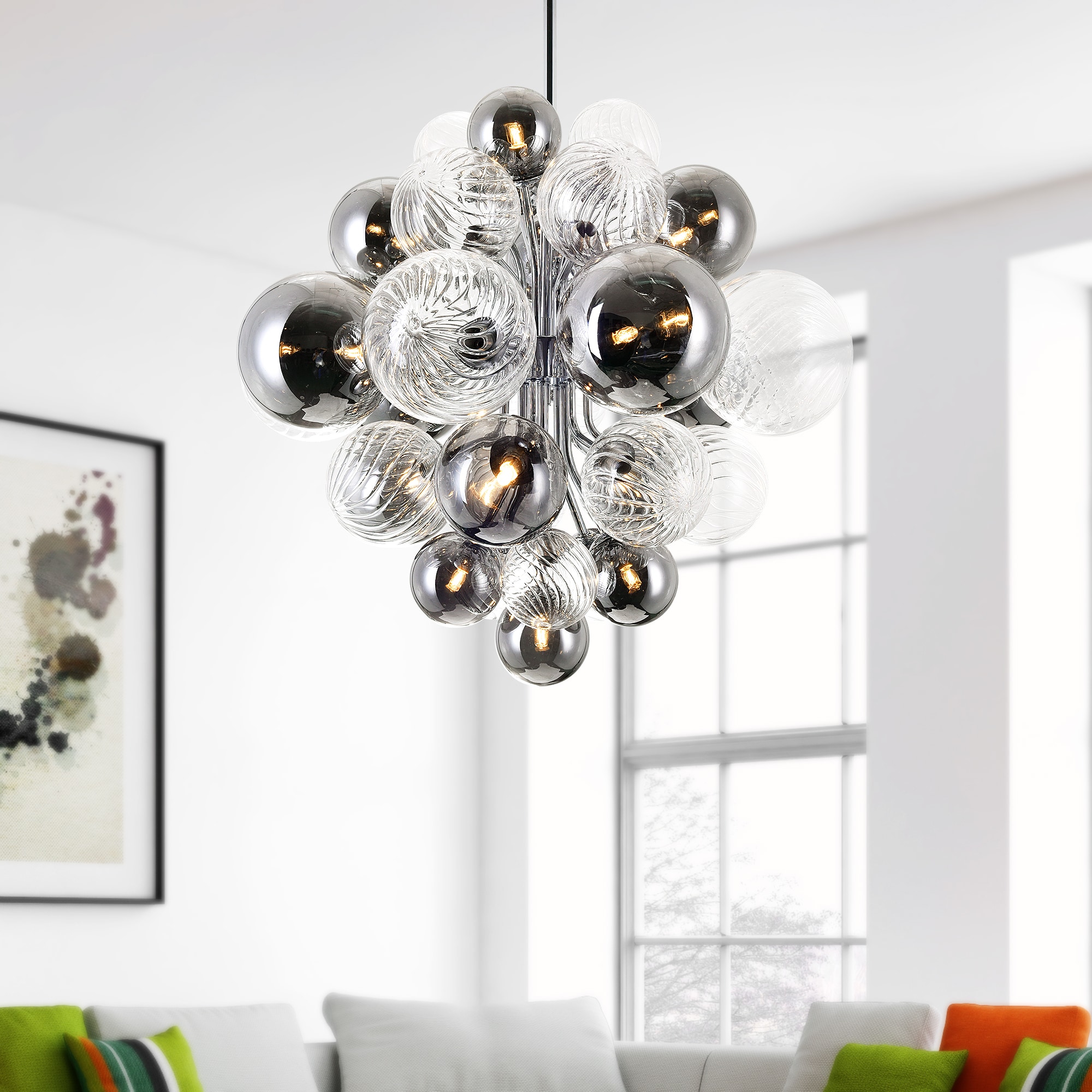 CWI Lighting 1205P25-15-601 Pallocino 15 -Light Chrome Modern/contemporary For Use in Bathrooms, Bedrooms, Dining Rooms, Foyers, Kitchens, Living Rooms Chandelier