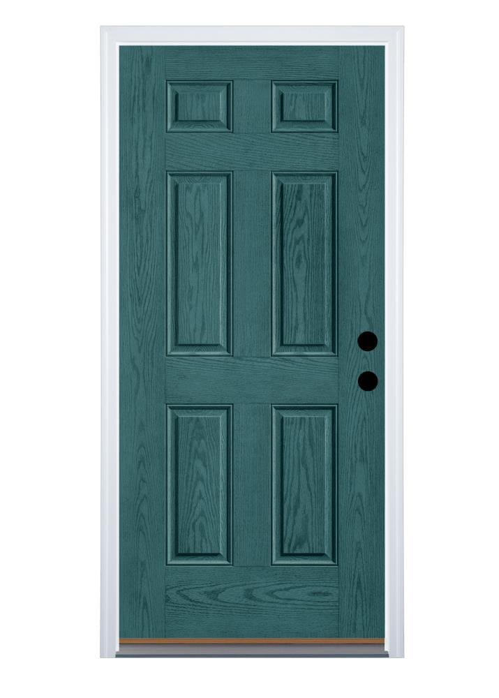 Therma-Tru Benchmark Doors TTB631023 36-in x 80-in Fiberglass Right-Hand Inswing Rhapsody Blue Stained Prehung Single Front Door with Brickmould Insulating Core
