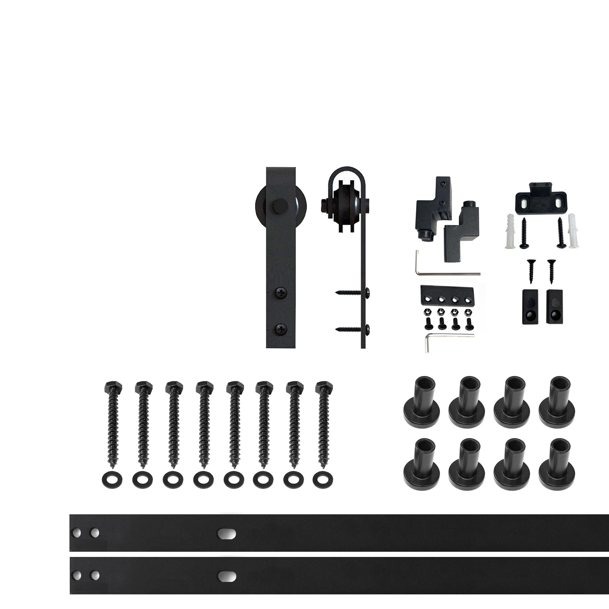 HOMACER YT1TGH120M 120-in Rustic black Black Indoor J-strap Single Barn door hardware kit