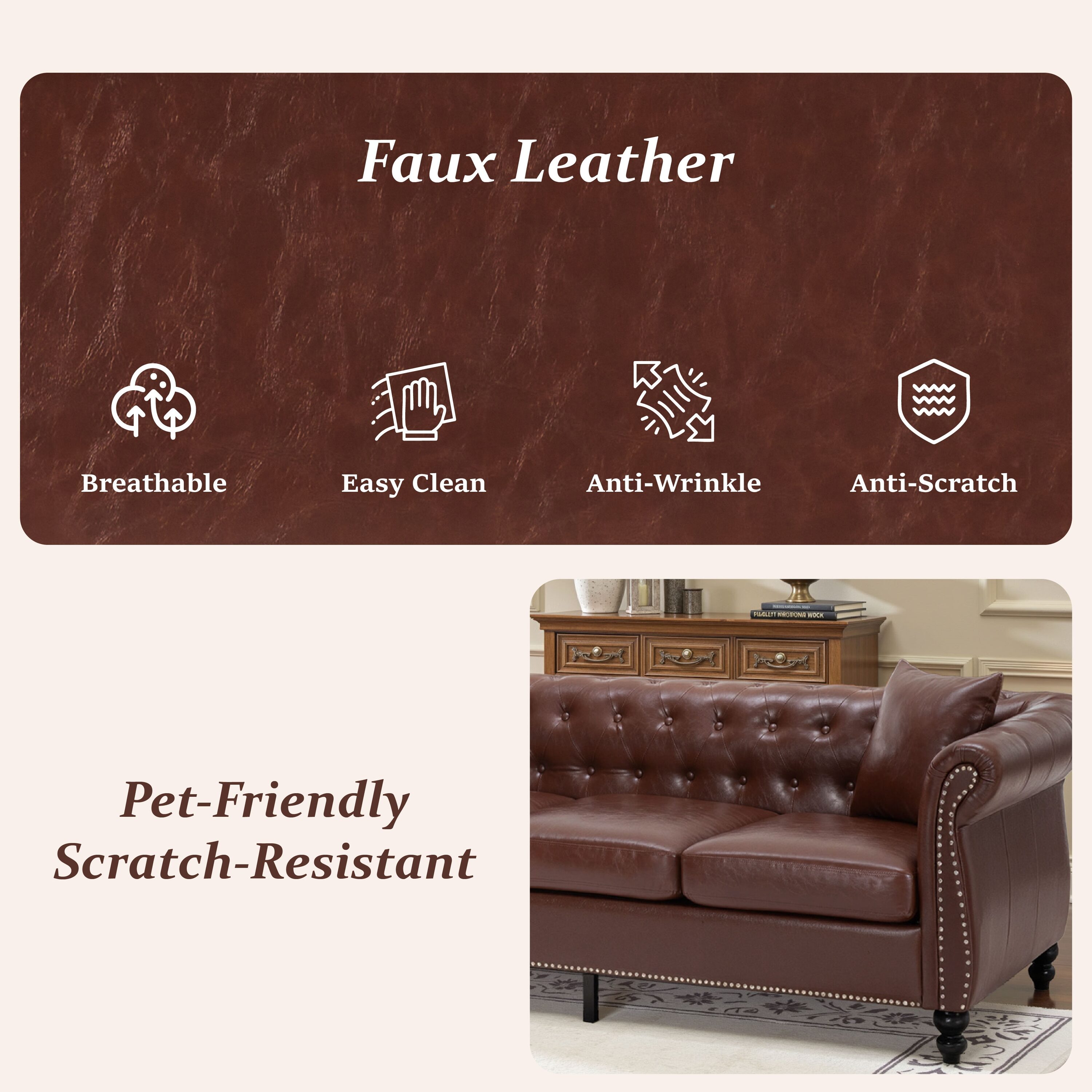 Pocassy GREATANTS-SNRB020DBR Sofas-Loveseats - View #4