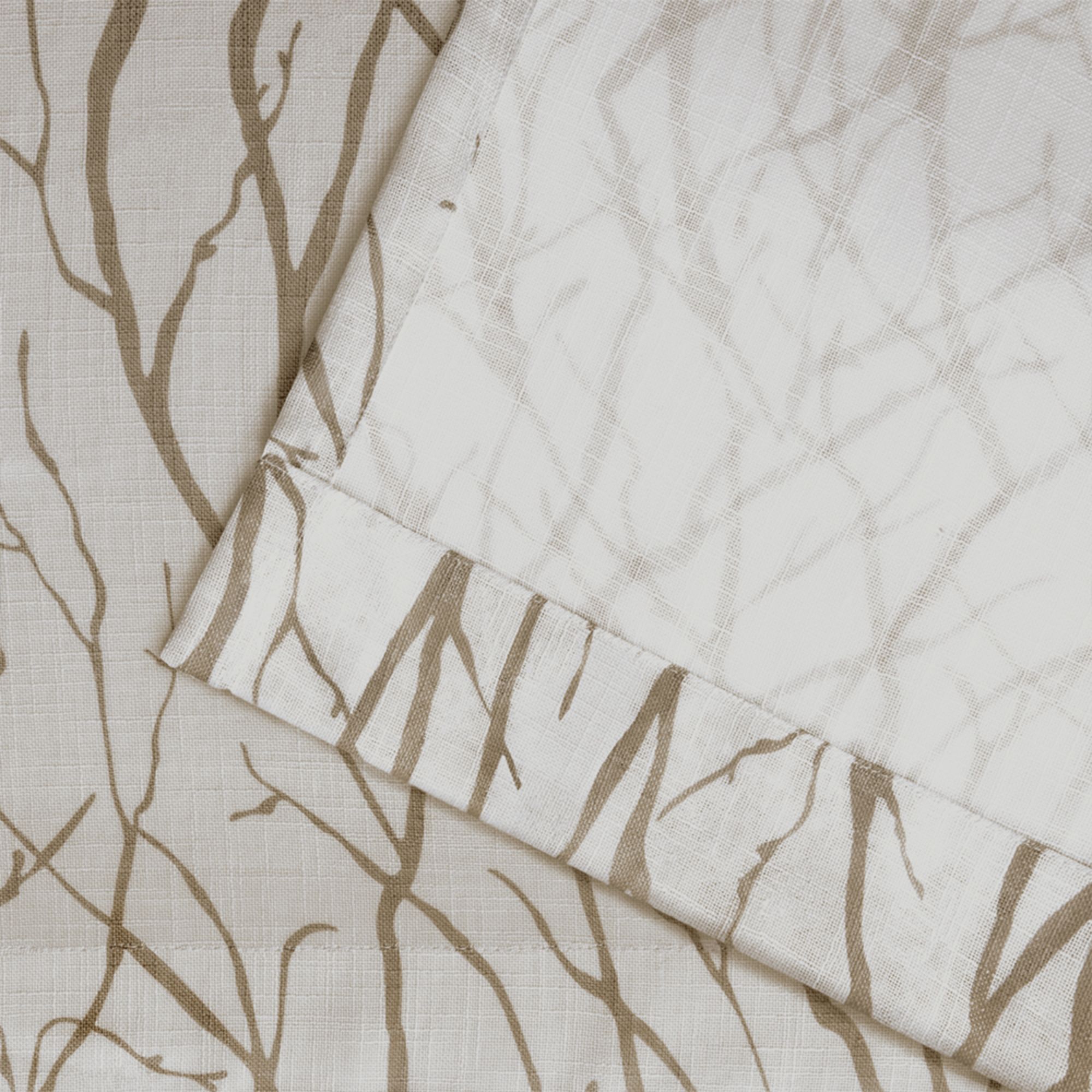Oakdale Taupe Light-Filtering Polyester Linen Grommet Curtains, 54"x96"