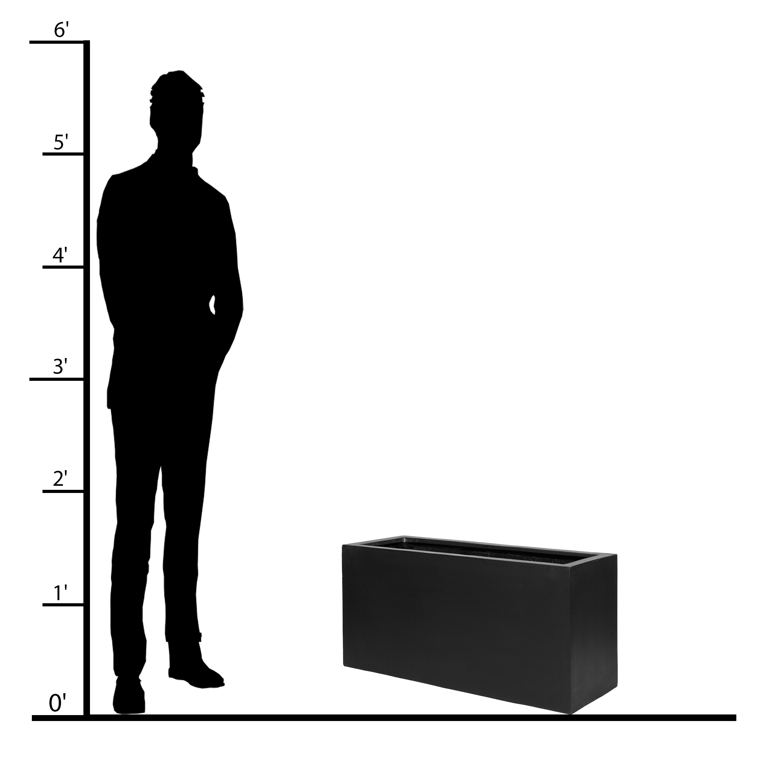 Jort 32" Black Fiberstone Indoor/Outdoor Rectangular Planter