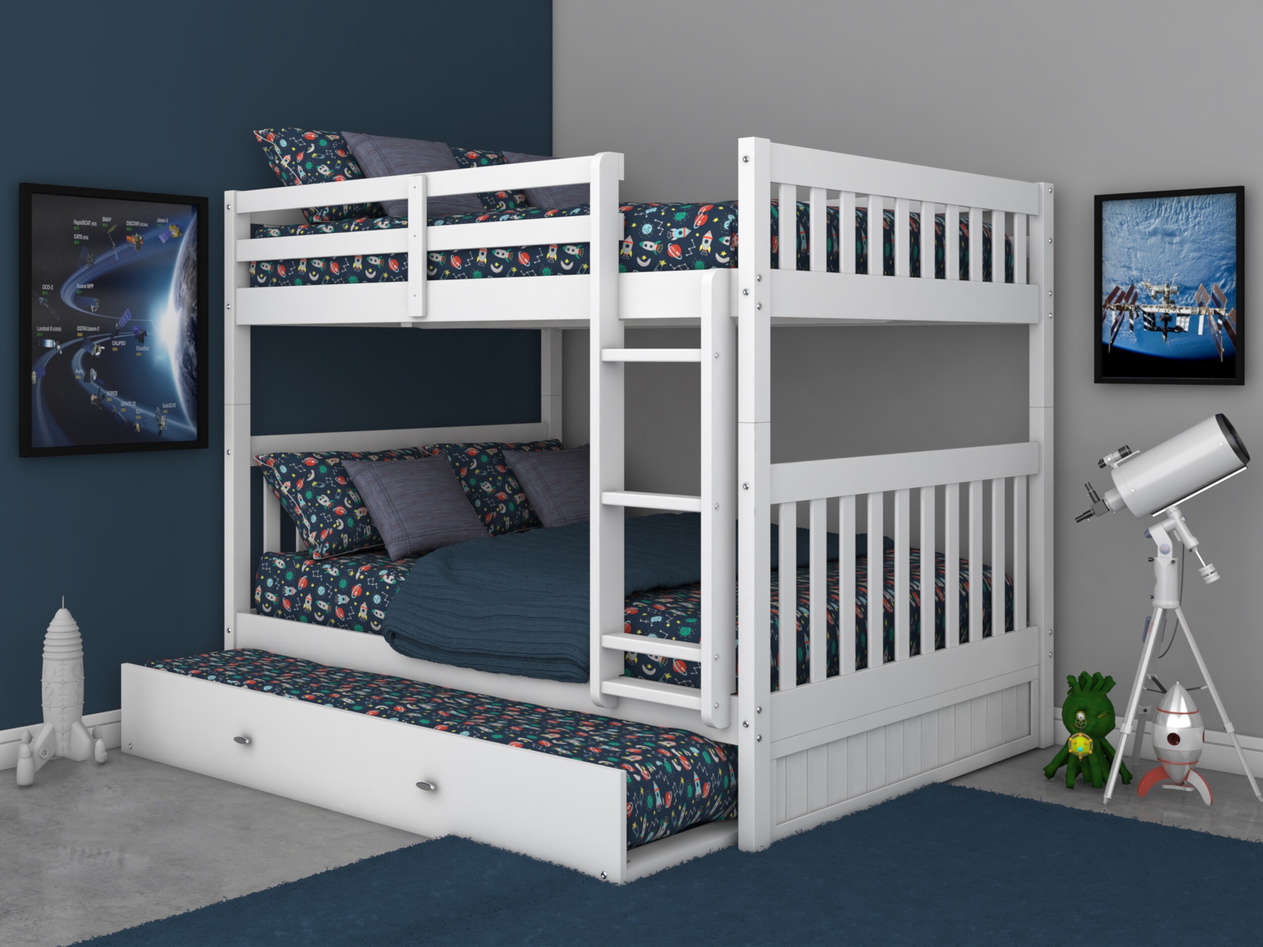 OSHOME 80215TRU-22 Casual White Full Over Full Bunk Bed