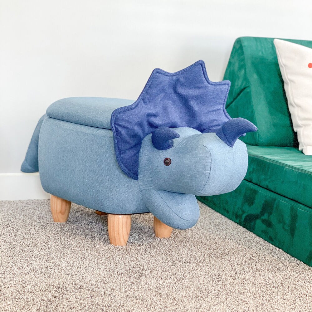 Critter Sitters Denim Blue Animal-Shaped Kids Accent Chair with