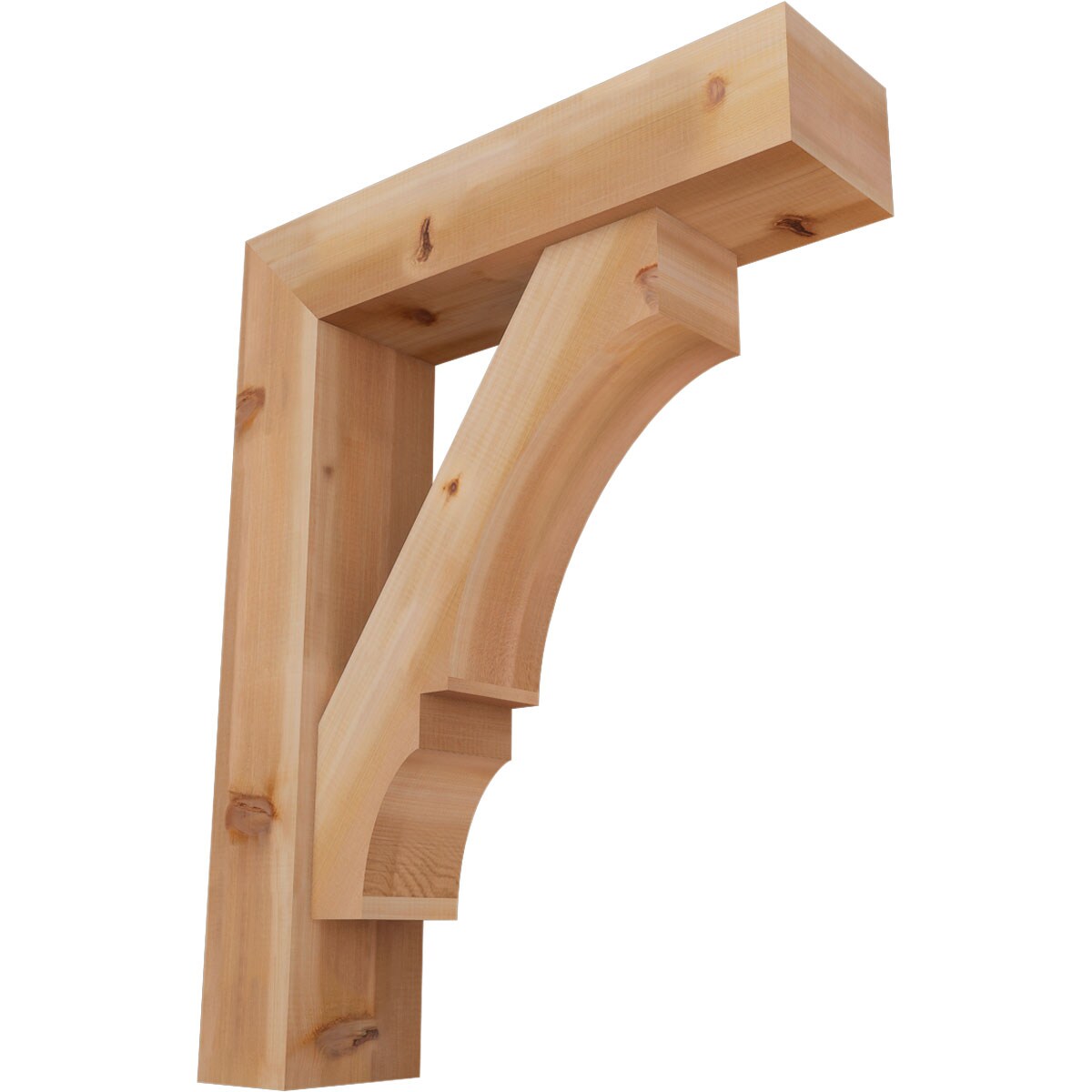 Ekena Millwork 1461988 Balboa Block Smooth Bracket with Offset Brace 7-1/2-in x 30-in x 38-in Western red cedar Brown Wood Standard bracket