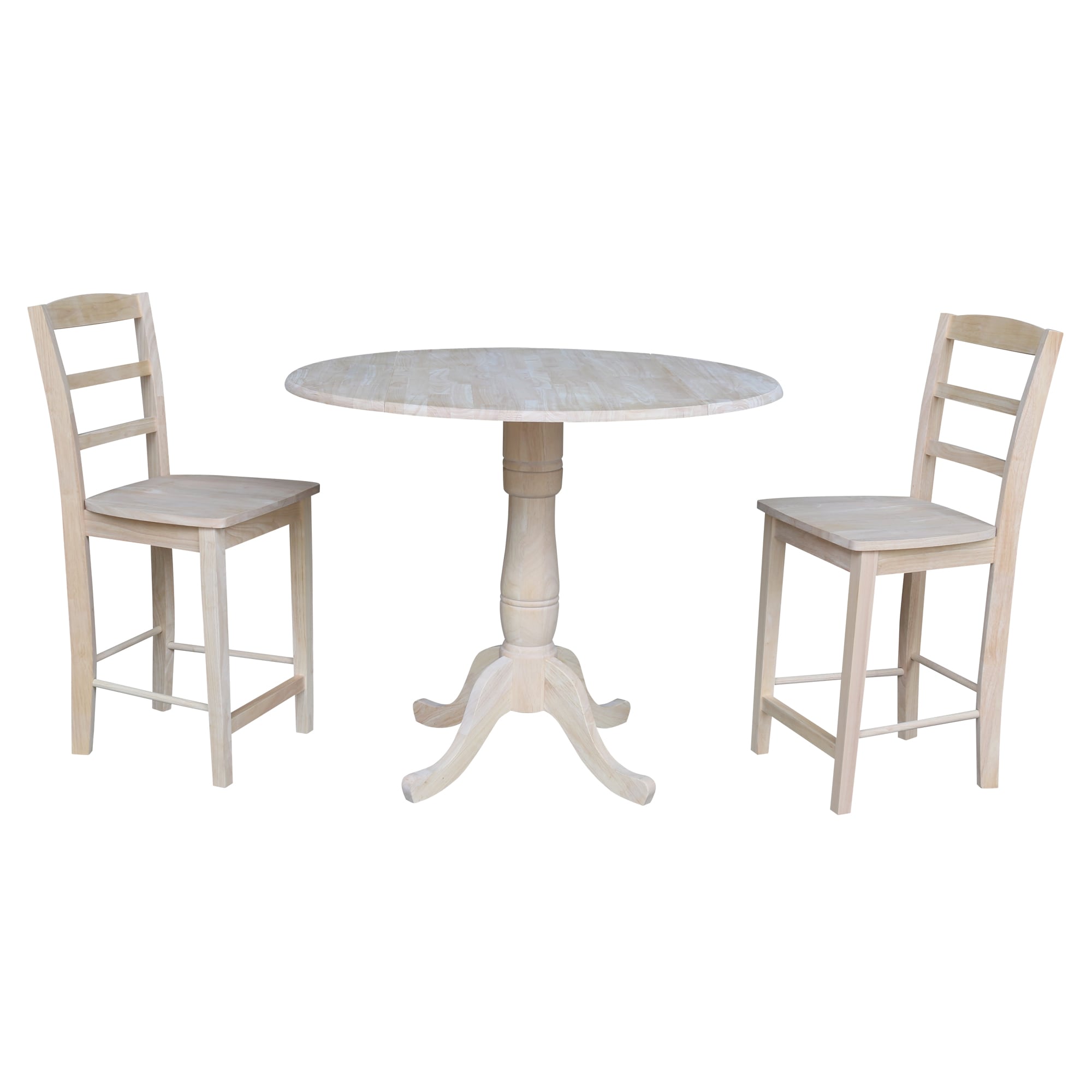 International Concepts K-42DPT-S402-2 Unfinished Casual Dining Room Set with Round Table ( Seats 4 )