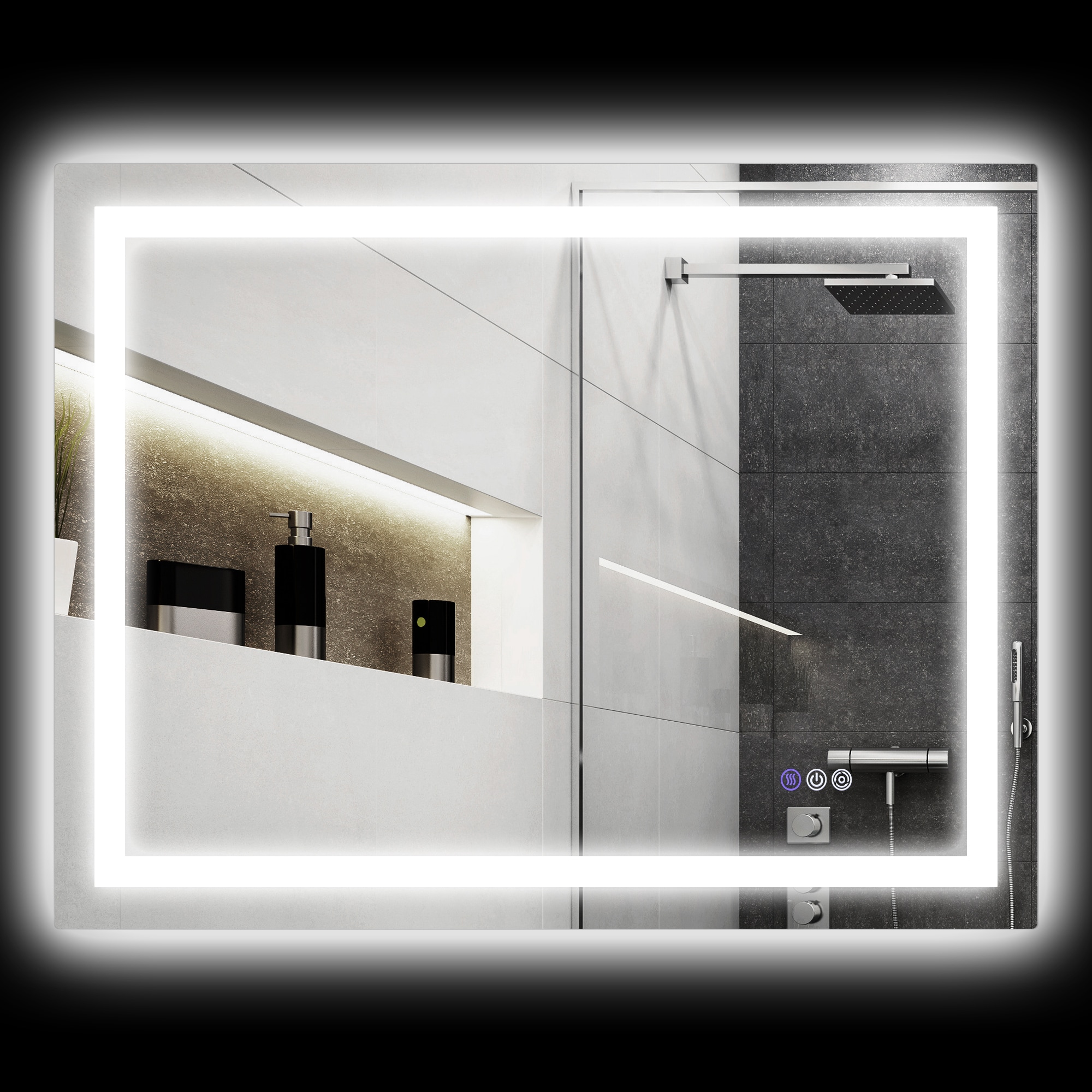 Tatayosi XH-229190 39x32 Inch Dual Light LED Bathroom Mirror with Anti-Fog and Adjustable Colors