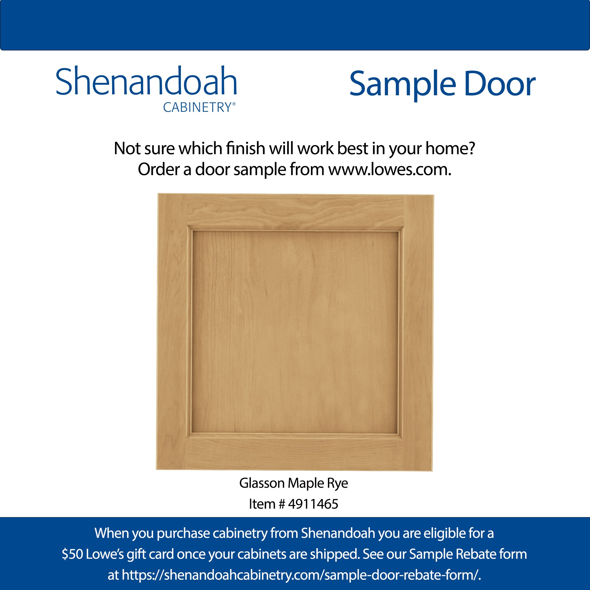 Shenandoah Glasson 14.562-in W x 14.5-in H Rye Stained Maple Kitchen  Cabinet Sample (Door Sample) in the Kitchen Cabinet Samples department at