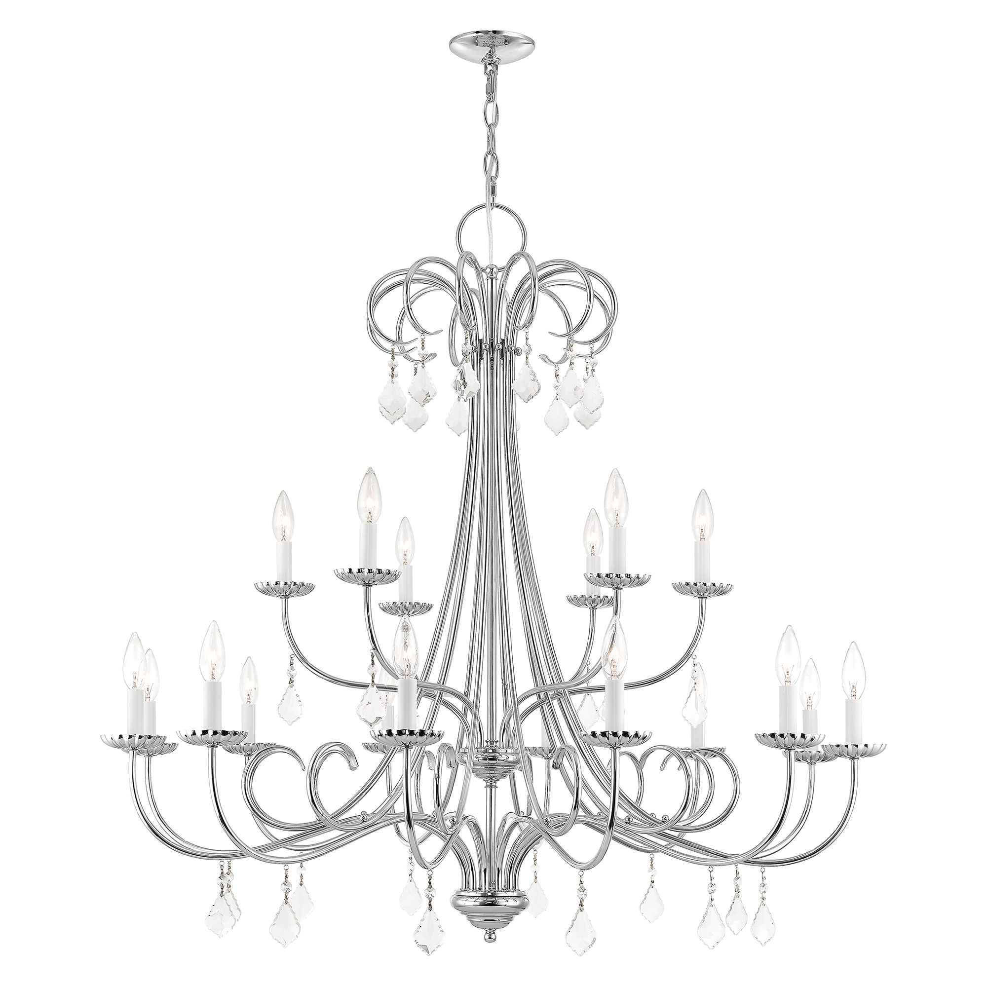 Livex Lighting 40870-05 Daphne 18 -Light Polished Chrome Traditional Crystal For Use in Bathrooms, Bedrooms, Dining Rooms, Foyers, Kitchens, Living Rooms Chandelier