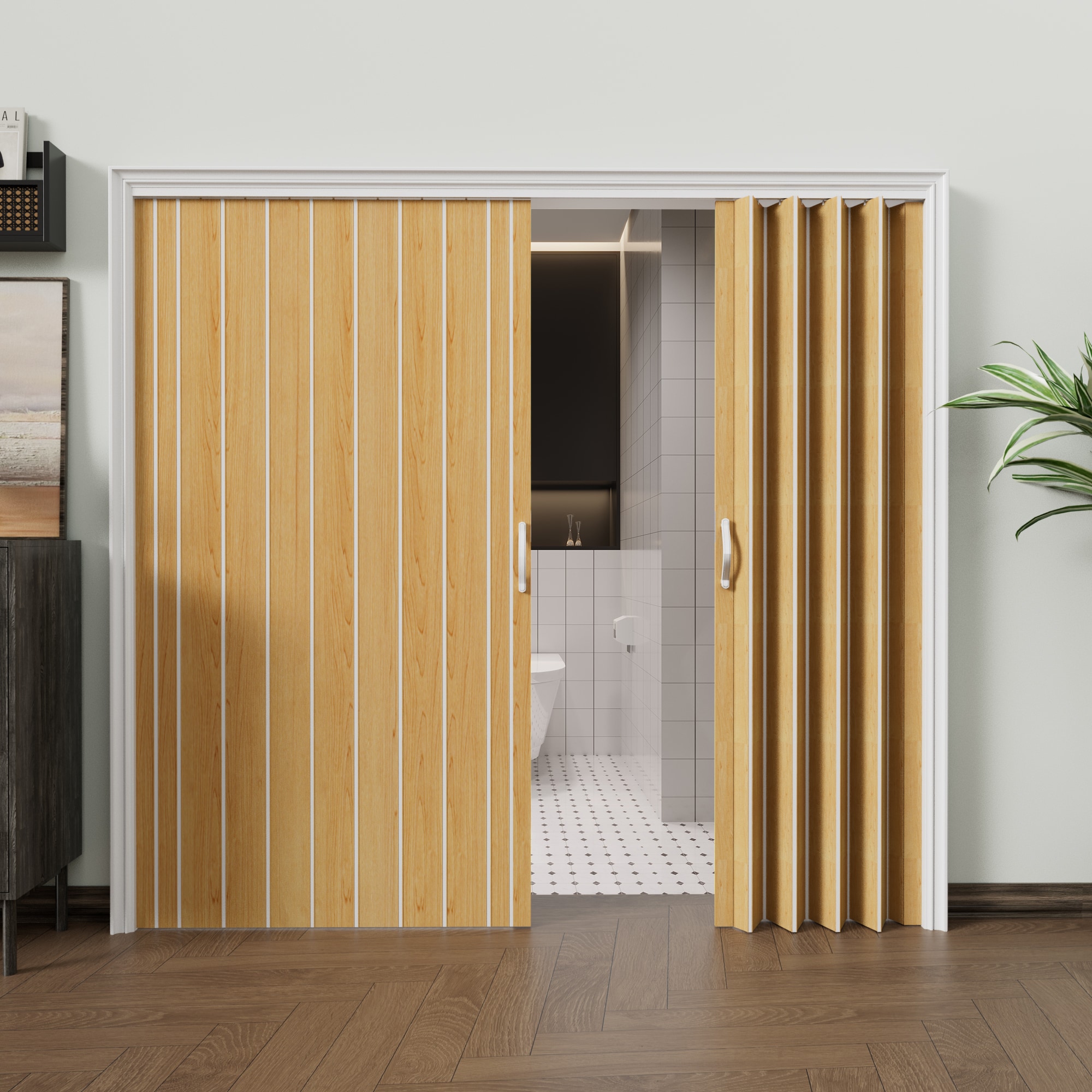 JUJUBON IN-ADFD006-OAK-DUAL Accordion-Doors - View #3