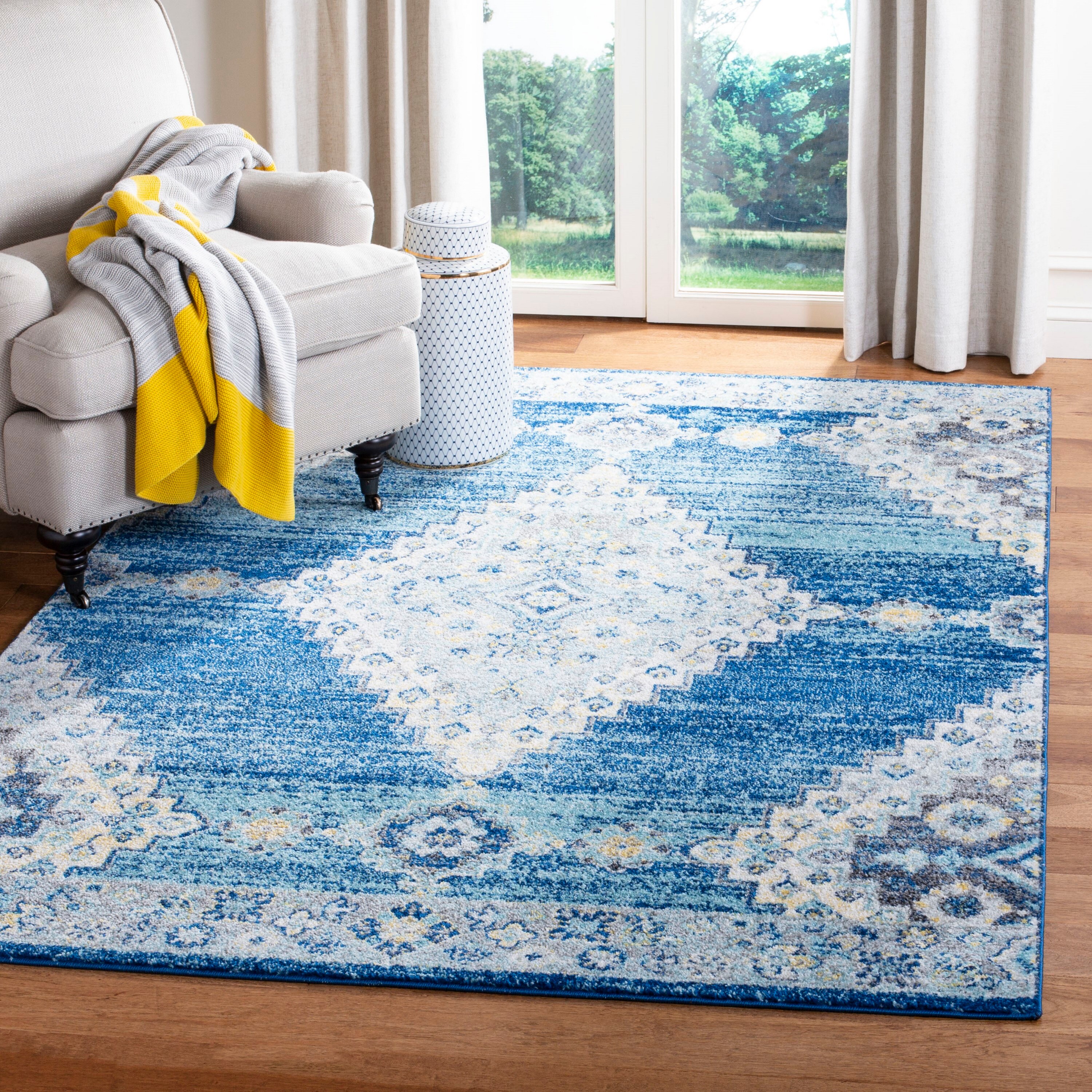 Safavieh MAD615N-3 Madison Warman 3 x 5 (ft) Loomed Synthetic Navy/Creme Rectangular Indoor Distressed/Overdyed Vintage Throw rug