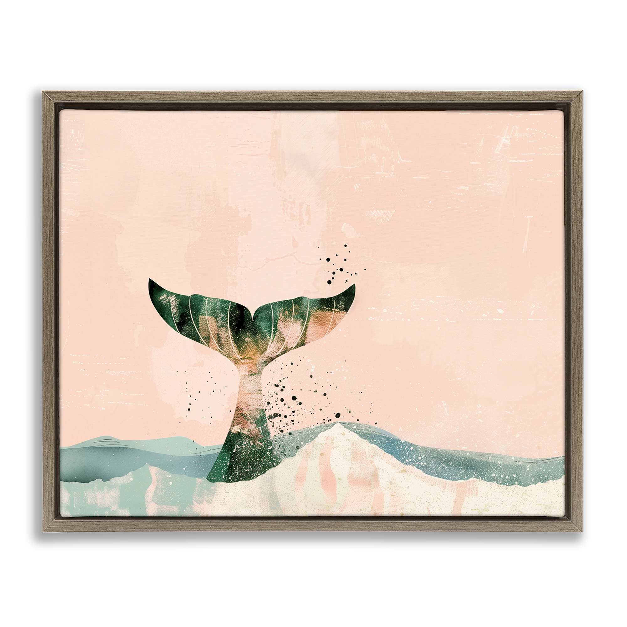 Stupell Industries BT-699-FFE-16X20 Pink Abstract Whale Tail Floating Frame design by Arlington Prints