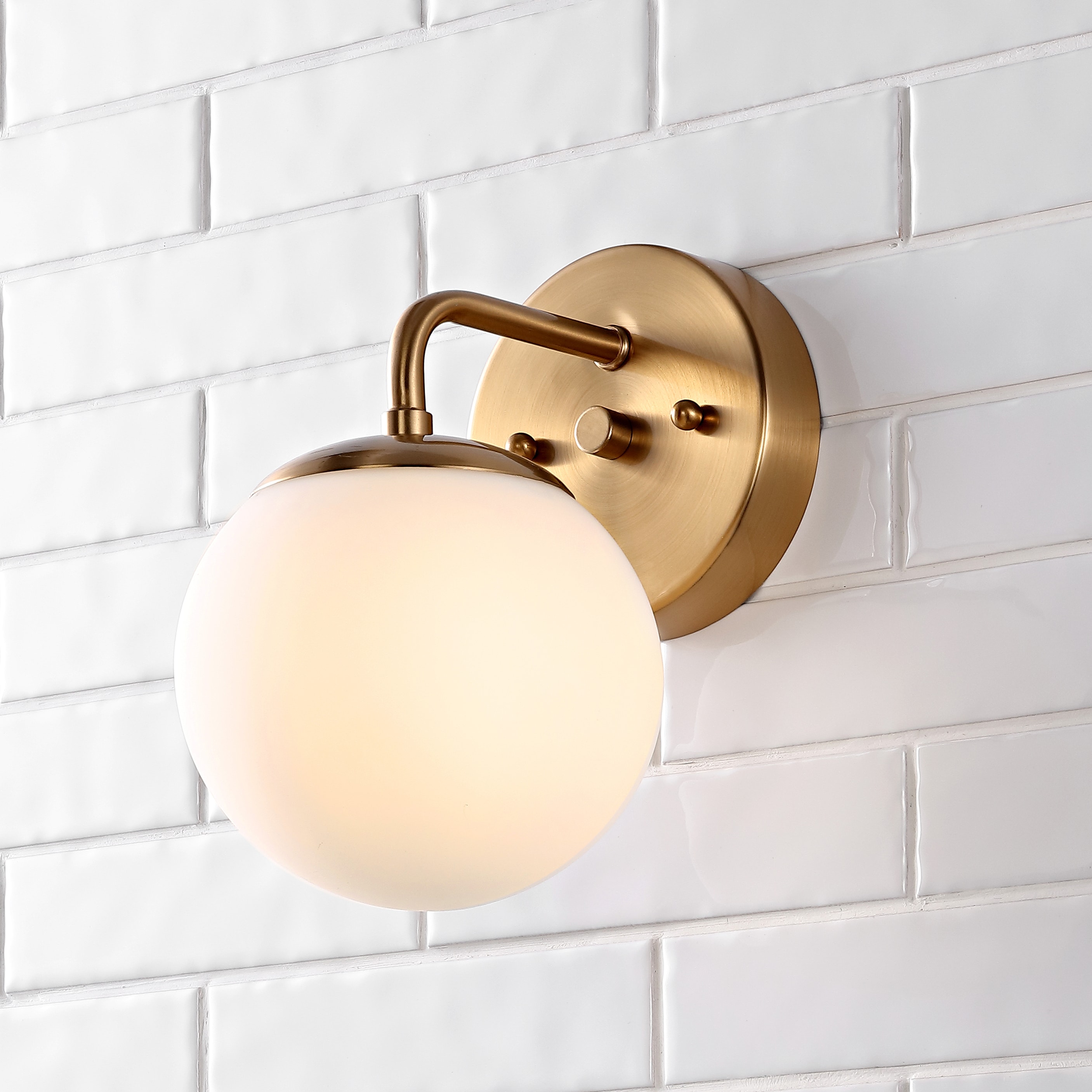 JONATHAN  Y JYL3534A Louis Parisian Globe Metal/Frosted Glass Mid-Century 5.75-in 1 -Light Polished Gold Modern/contemporary Vanity light