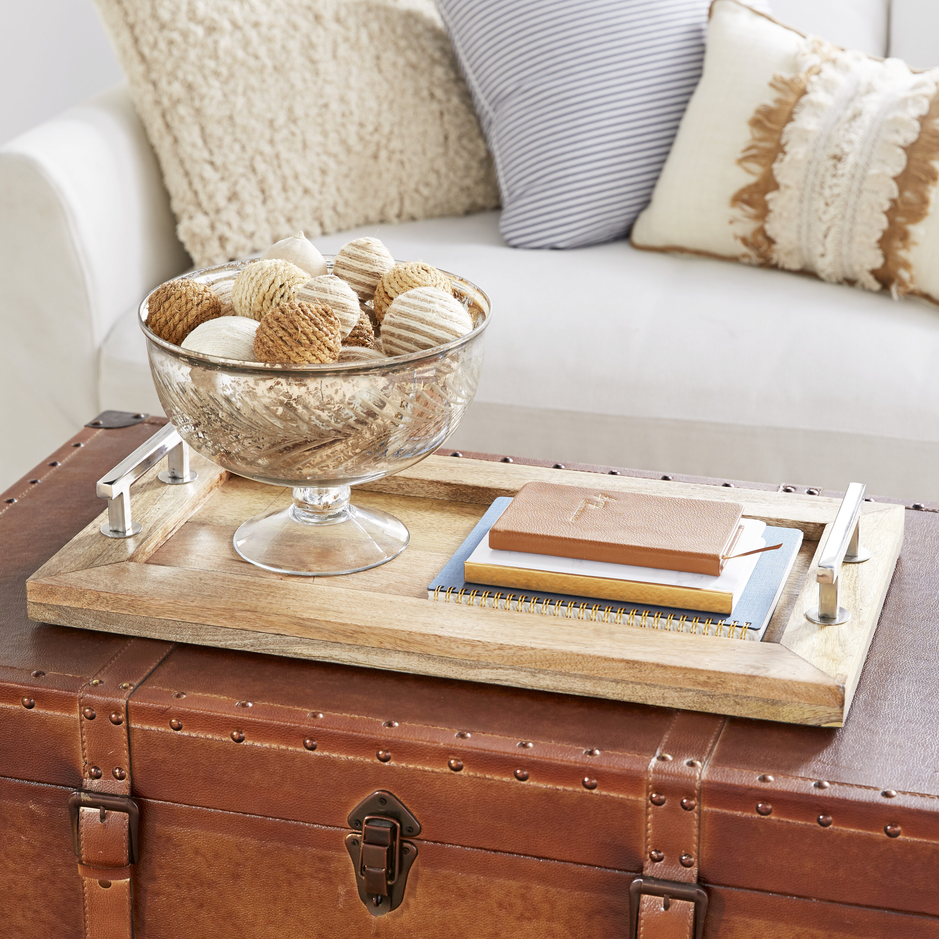 Grayson Lane 23563 Brown Wood Industrial Decorative tray