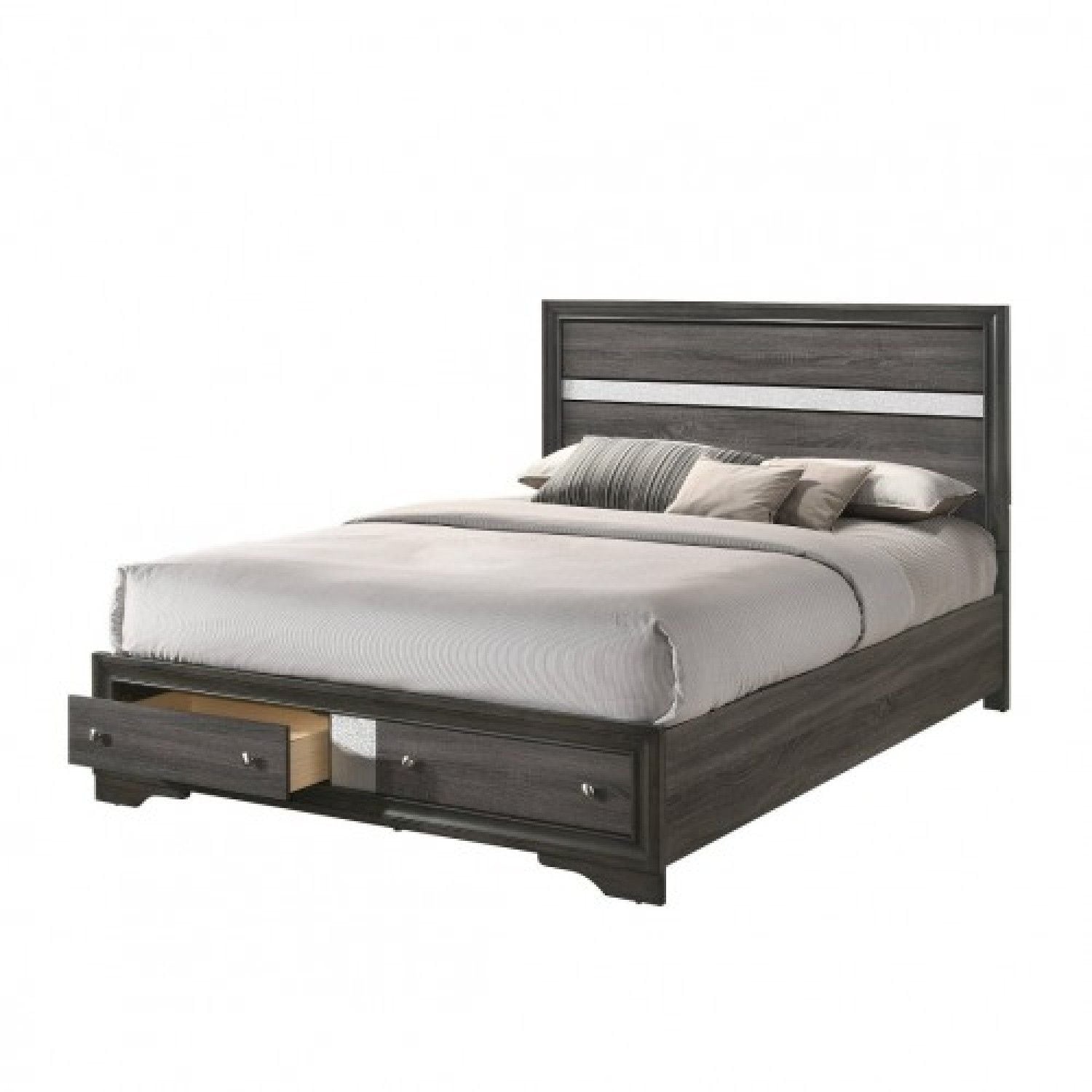 JASMODER 25970Q Gray Queen Composite Platform Bed with Storage