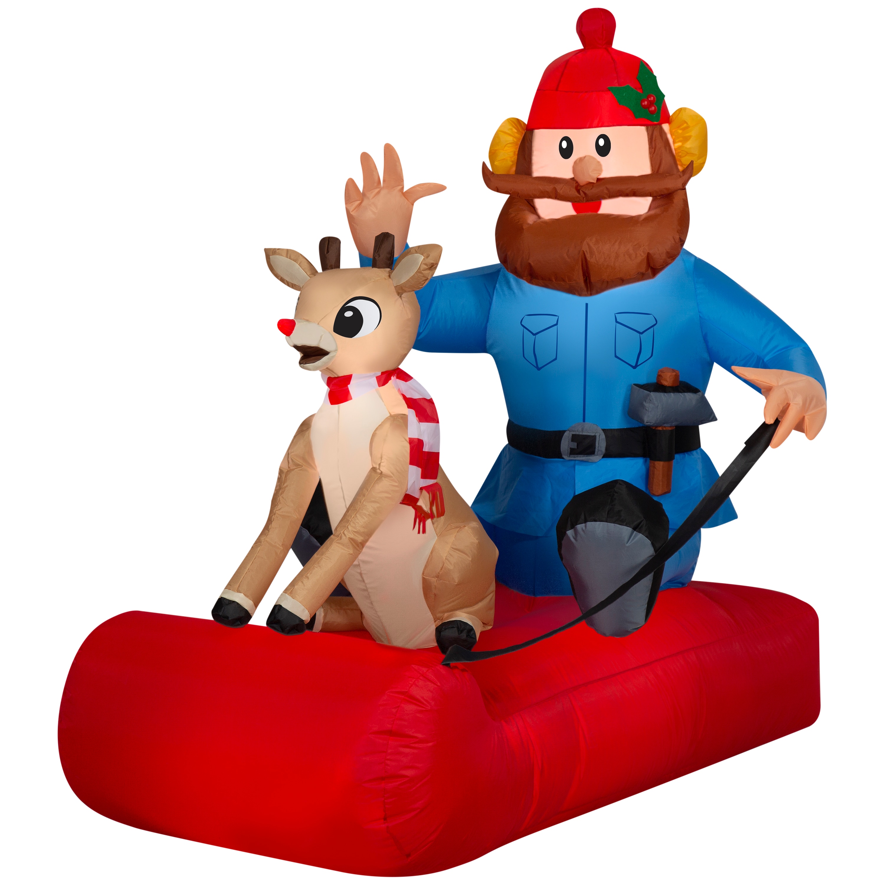 Gemmy G-883713 Rudolph 57.87-Inches Freestanding Sled Inflatable with White LED Lights
