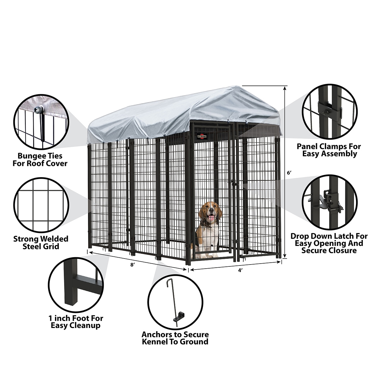 Welded Wire Master Paws Kennel Clamps Pet Sentinel Welded Steel