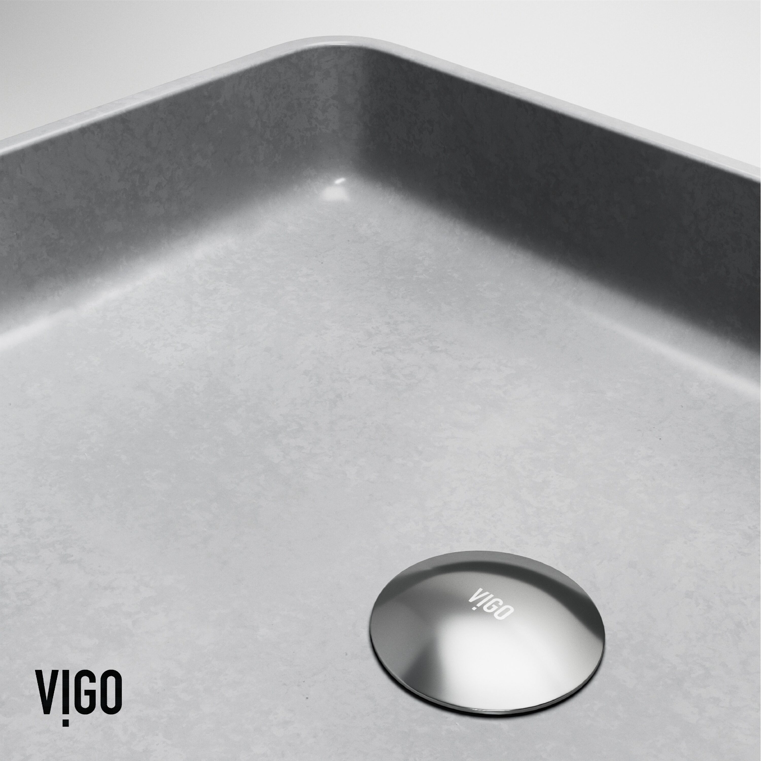 Gray Concrete Rectangular Vessel Bathroom Sink, 19" x 14"