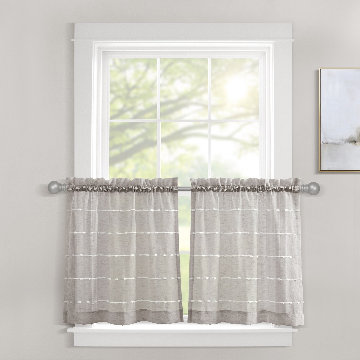 Lush Decor 36-in Gray Sheer Rod Pocket Curtain Panel Pair in the ...