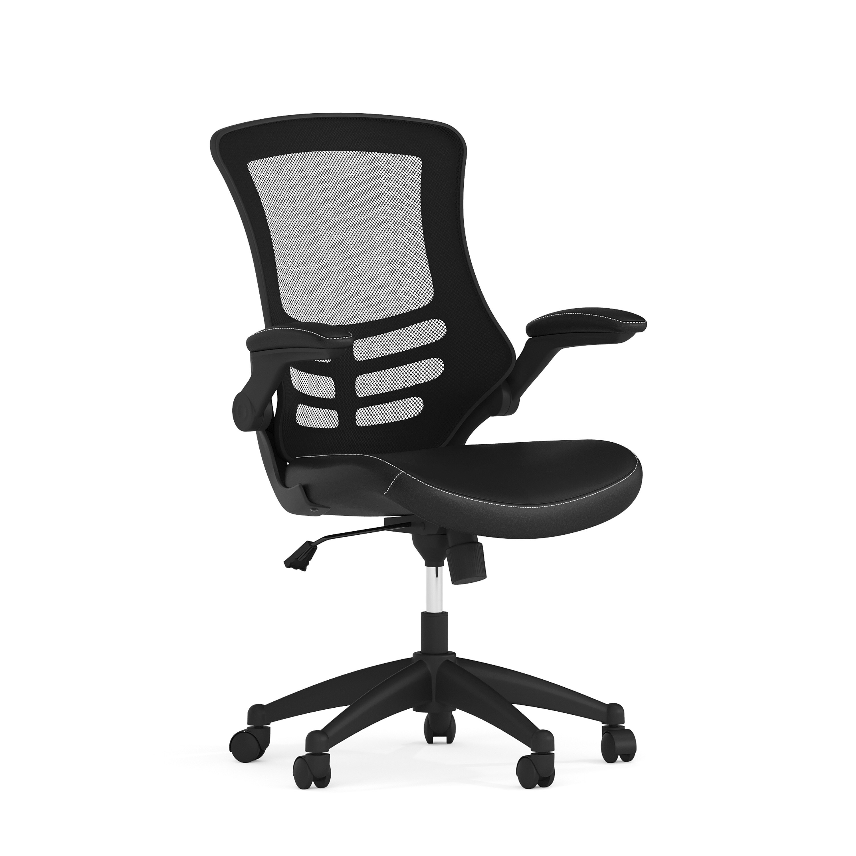 Flash Furniture 847254076432 Kelista Black Mesh and Leathersoft/Black Frame Contemporary Adjustable Height Swivel Faux Leather Task Chair