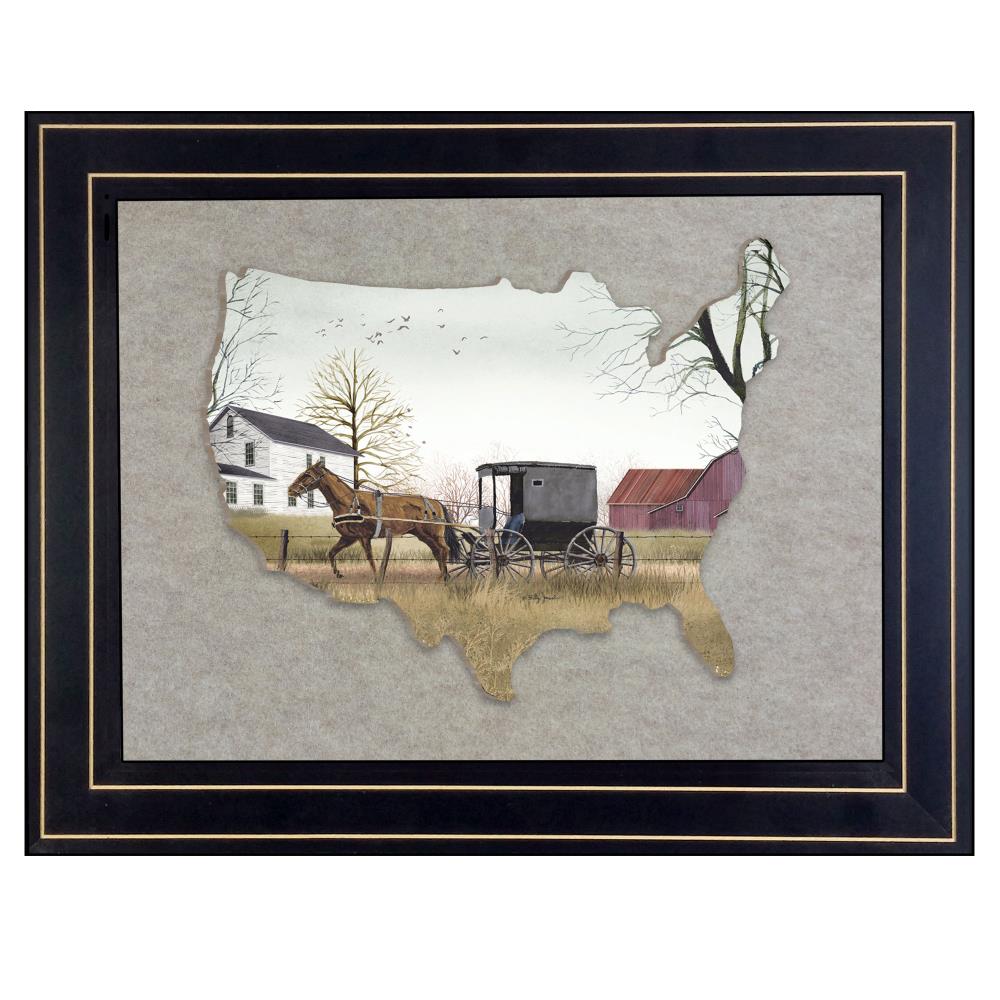 Trendy Decor 4U BJ405USA-E-704G Black Wood Framed 15-in H x 19-in W Vintage/Retro Paper Print