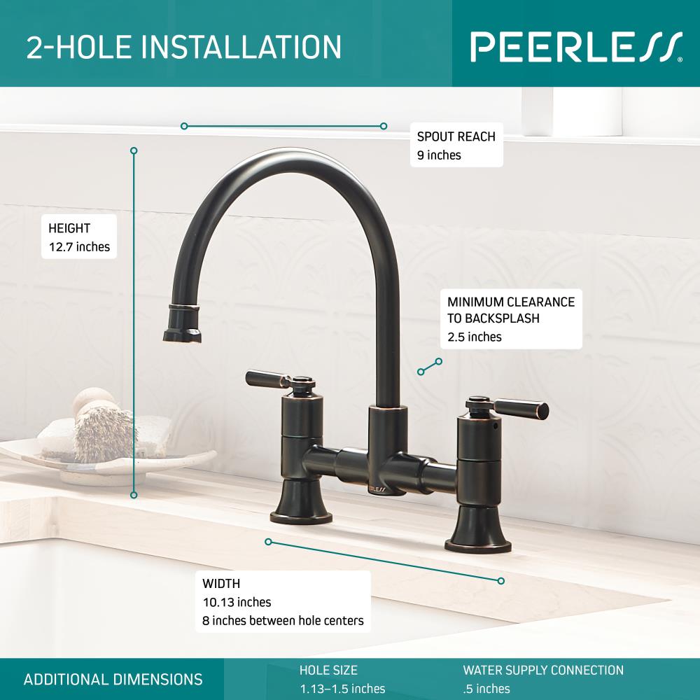 Peerless Westchester Oil Rubbed Bronze 2 Handle Bridge Kitchen Faucet In The Kitchen Faucets 7906