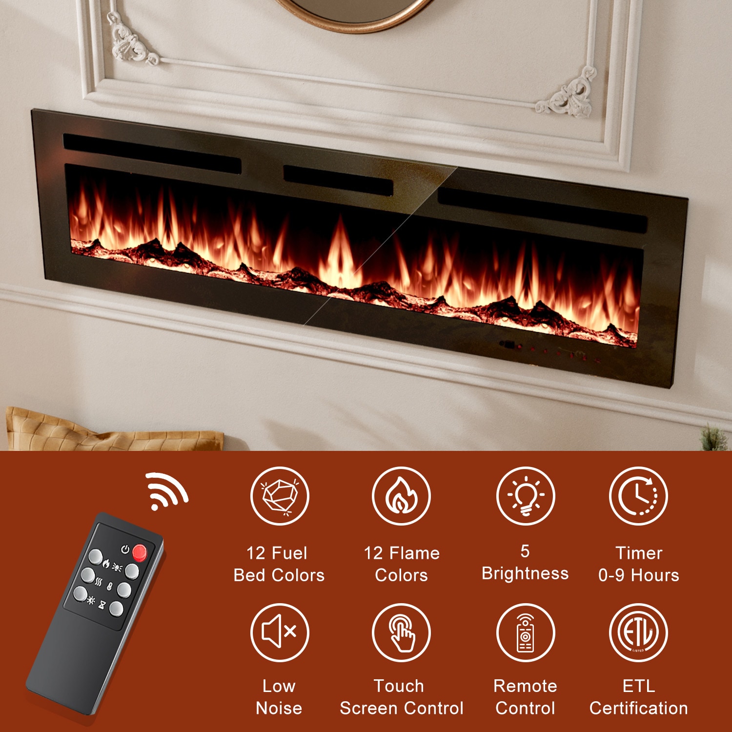 AOXUN H20019 Electric-Fireplaces - View #2
