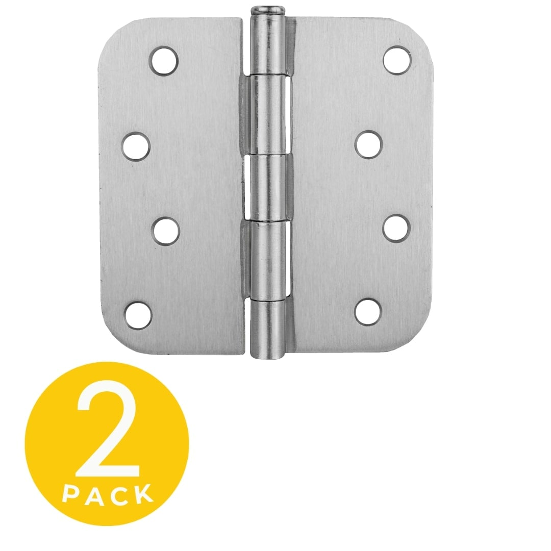 Global Door Controls CP4040-5/8-26D-M 4-in H x 5/8-in Radius Brushed Chrome Mortise Interior/Exterior Door Hinge 2 -Pack
