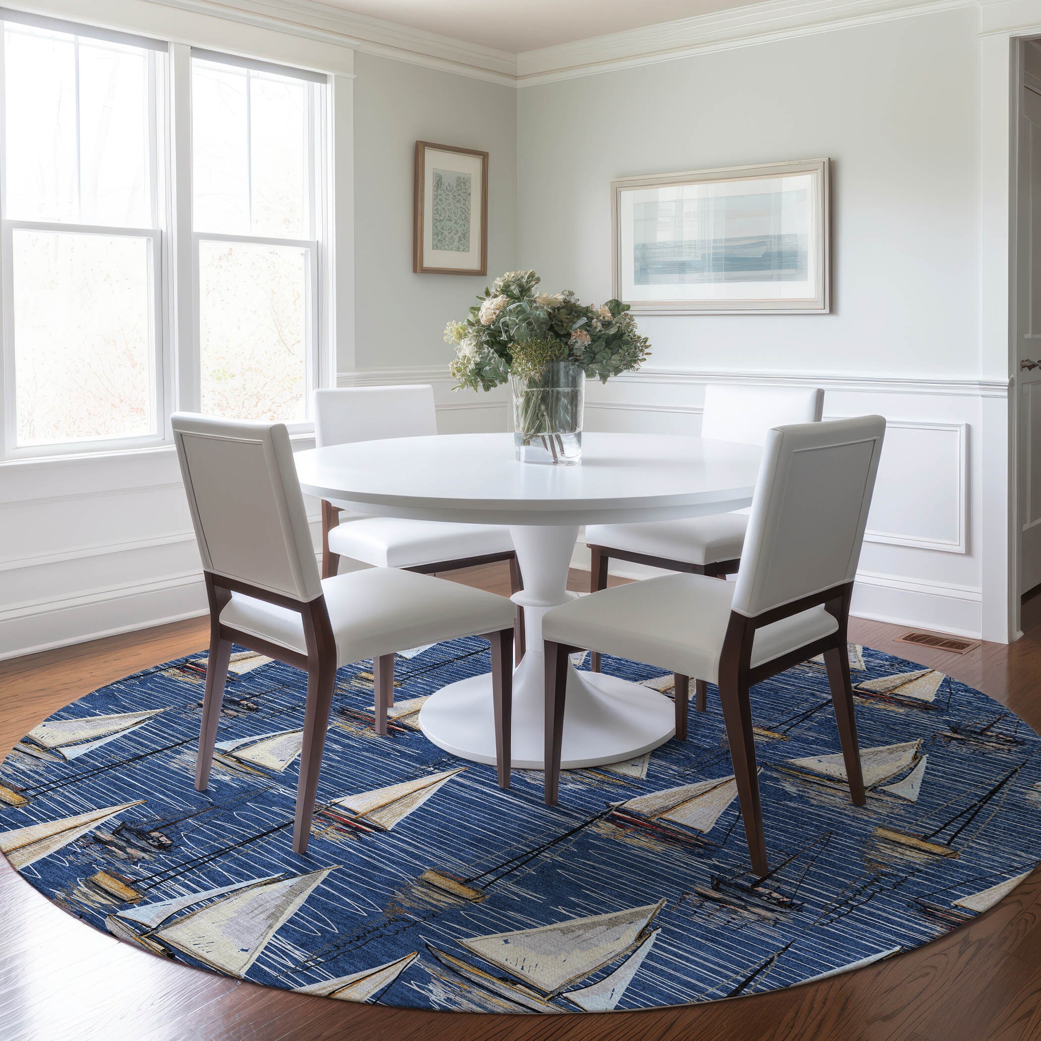 Addison Rugs AMF153NA8RO Mayfield AMF153NA 8 x 8 (ft) Loomed Polyester Navy Round Indoor Geometric Machine washable Area rug