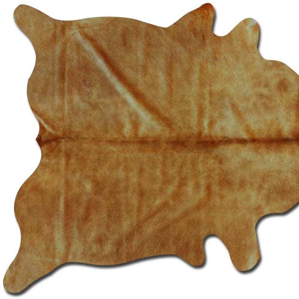 Handmade Tan Cowhide 5' x 7' Stain-Resistant Area Rug