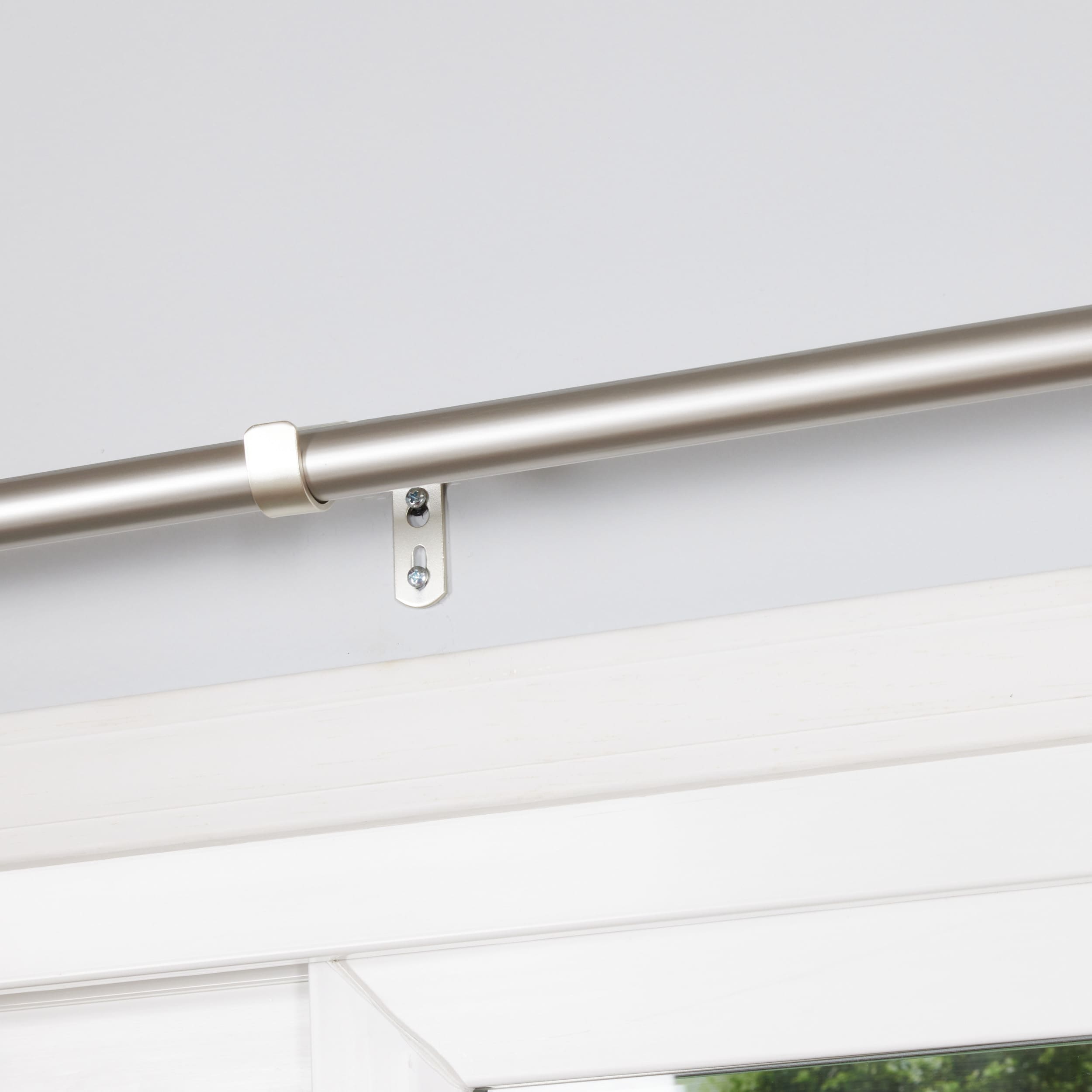 allen + roth 72-in to 144-in Brushed Nickel Steel Single Curtain Rod ...
