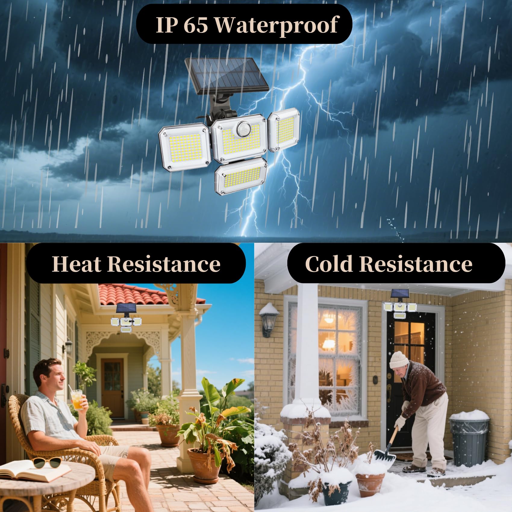 Justincity Solar Lights Outdoor Motion Sensor 333 LED IP65 Waterproof ...