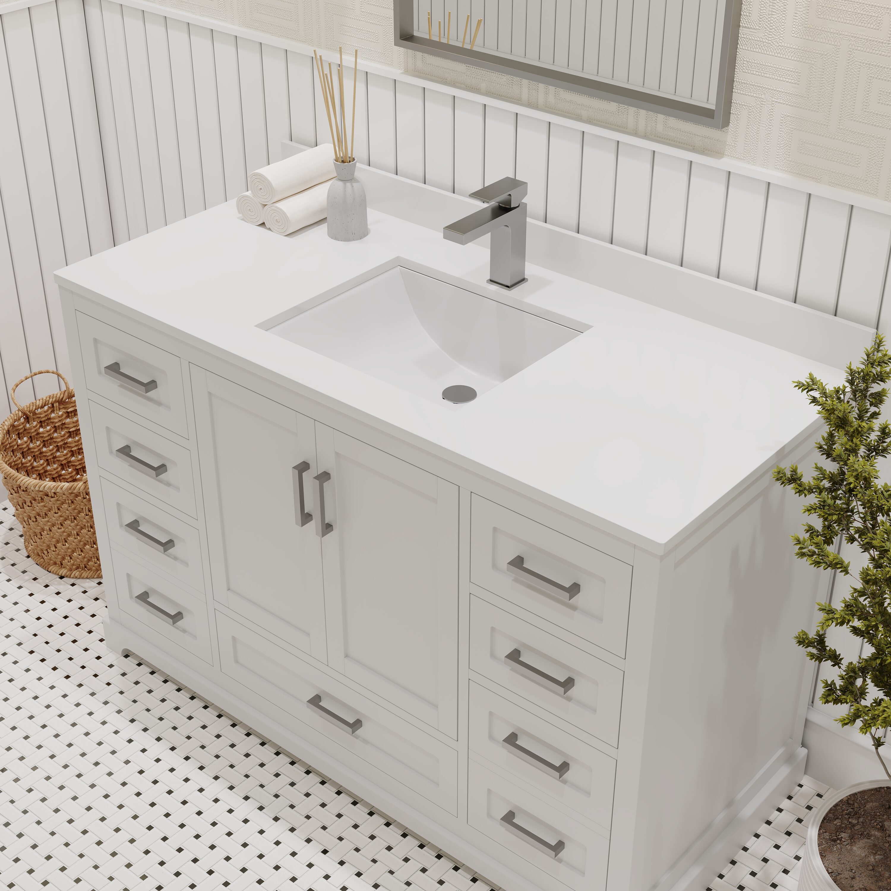 Ayna Decors AVM48WH3022 Bath-Vanity-Combo - View #3