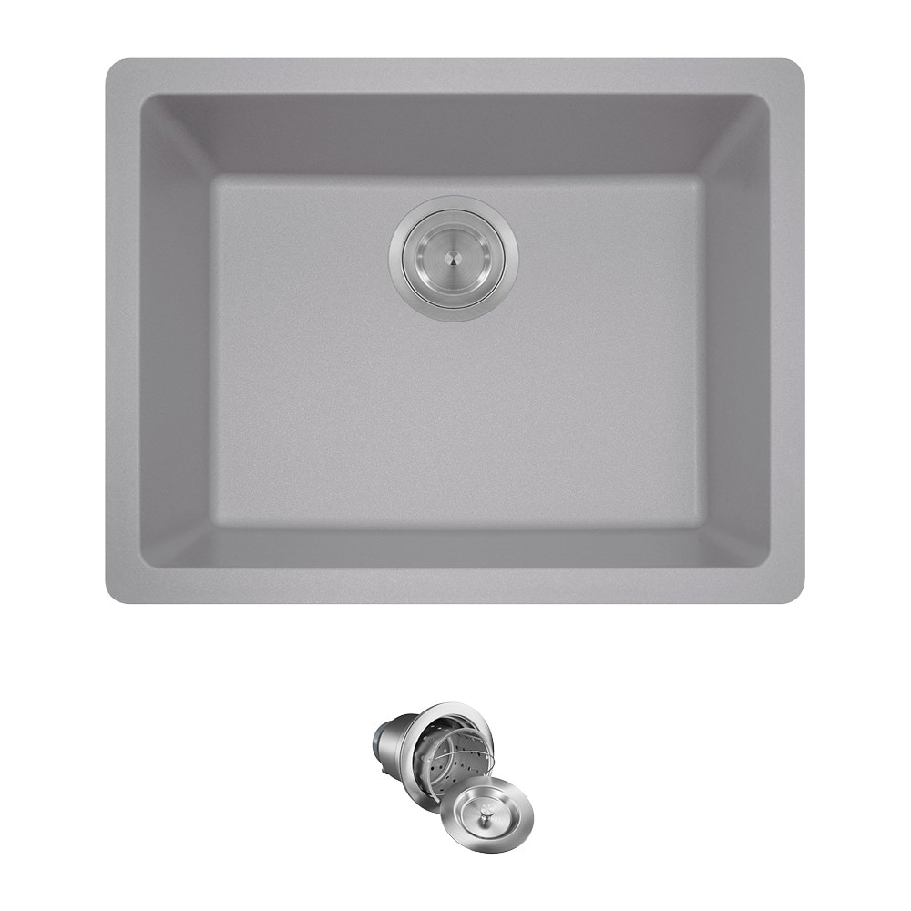 MR Direct Dual Mount 21 63 In X 16 88 In Silver Composite Single Bowl   10839576 