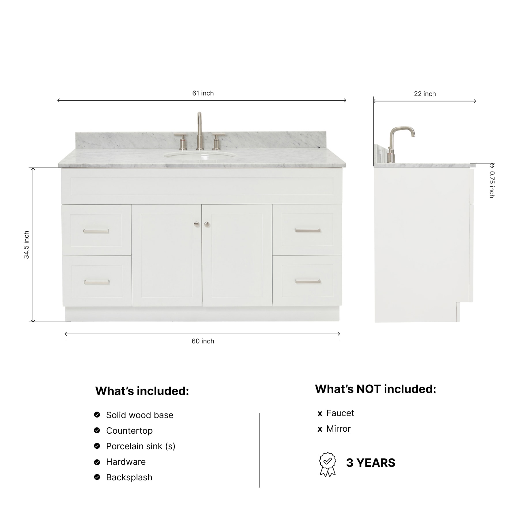 ARIEL F061SCW2OVOWHT Bath-Vanity-Combo - View #4