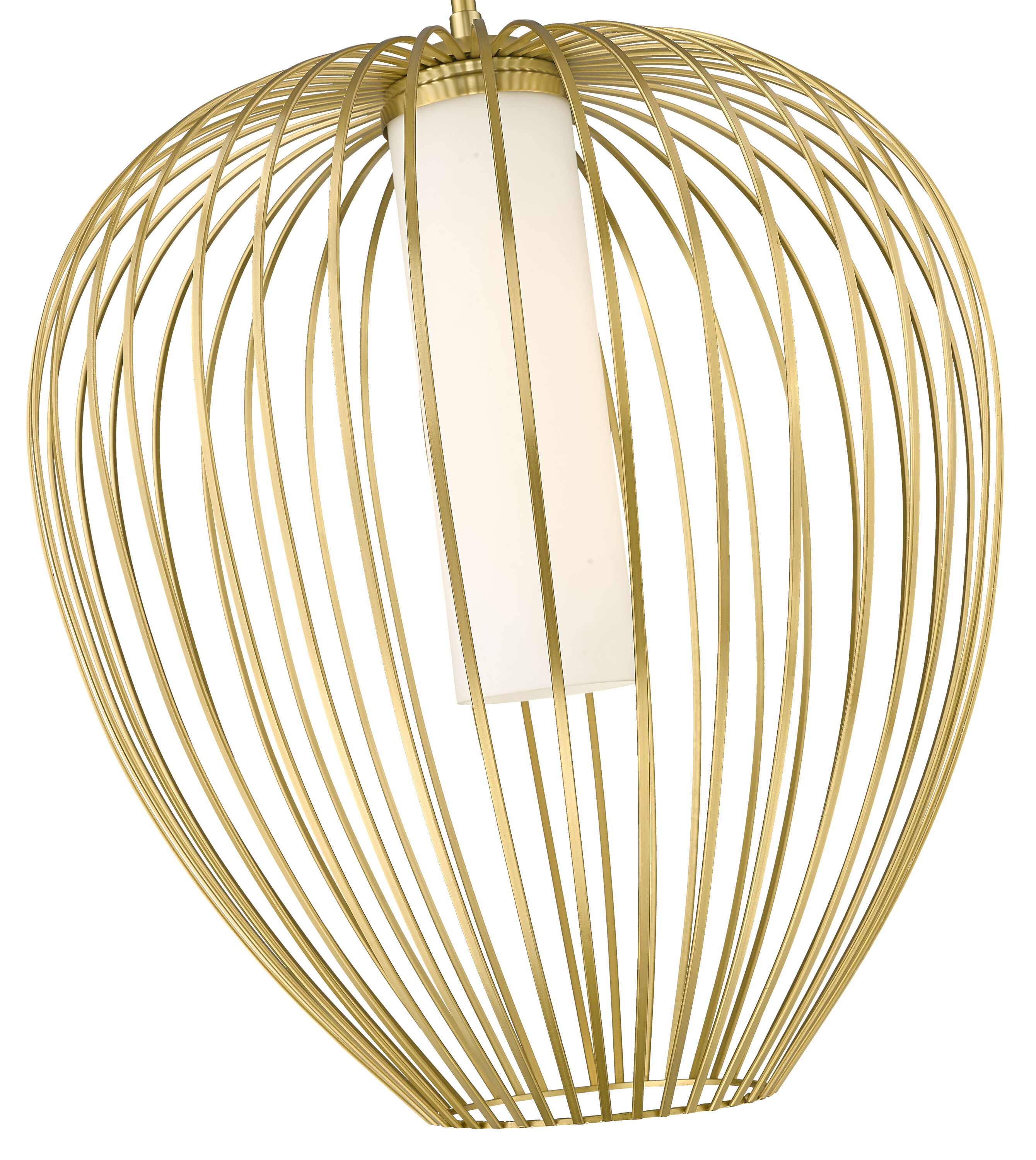 Modern Gold 22" Glass Pendant Light with Opal Shade