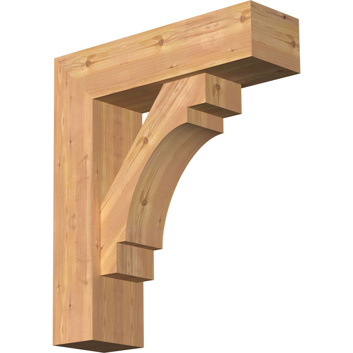 Ekena Millwork 1463179 Merced Block Smooth Bracket with Offset Brace Western Red Cedar Wood Standard Bracket