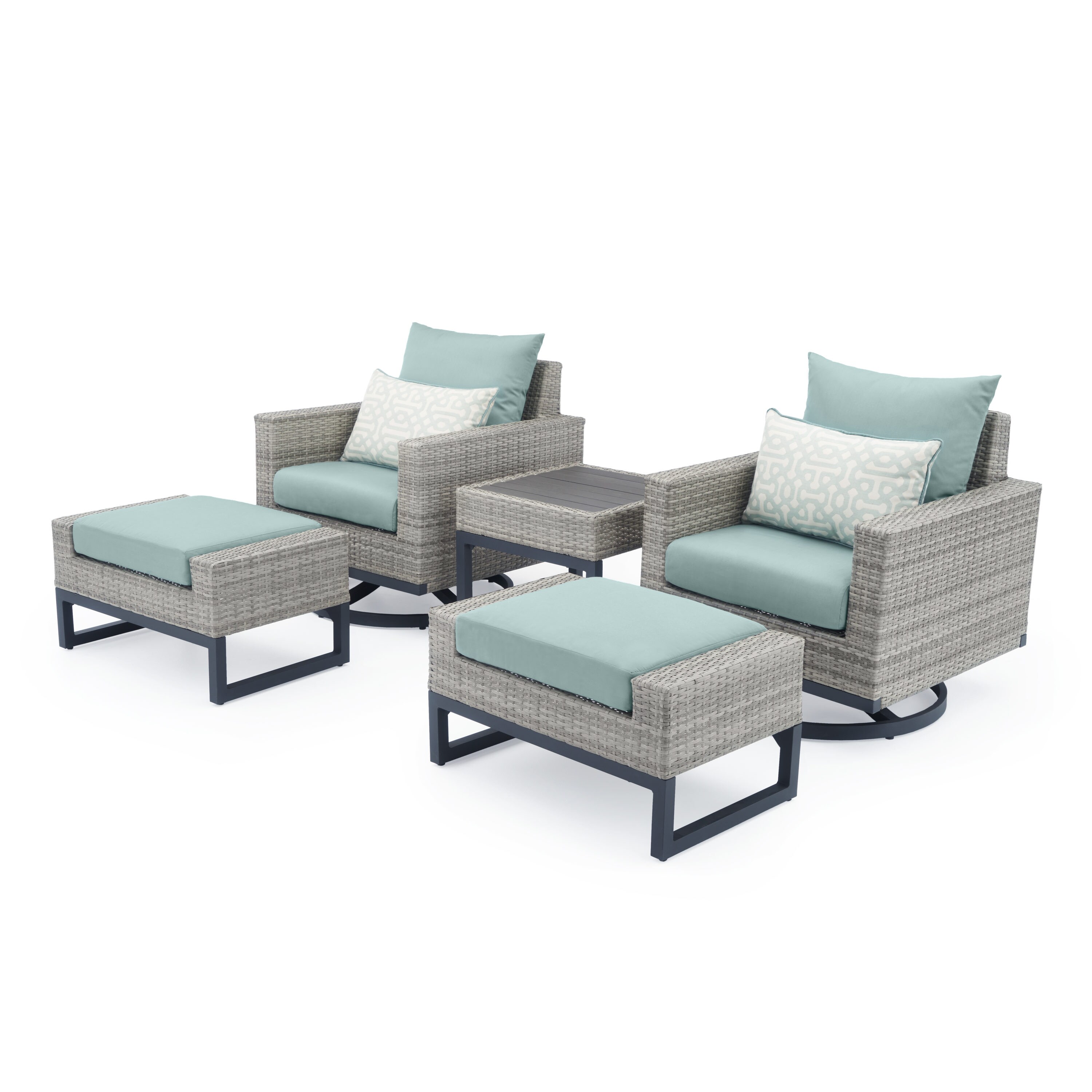 RST Brands OP-PECLB5M-MILOGSPAK Milo 5 -Piece Wicker Patio Conversation Set with Blue Sunbrella Cushions