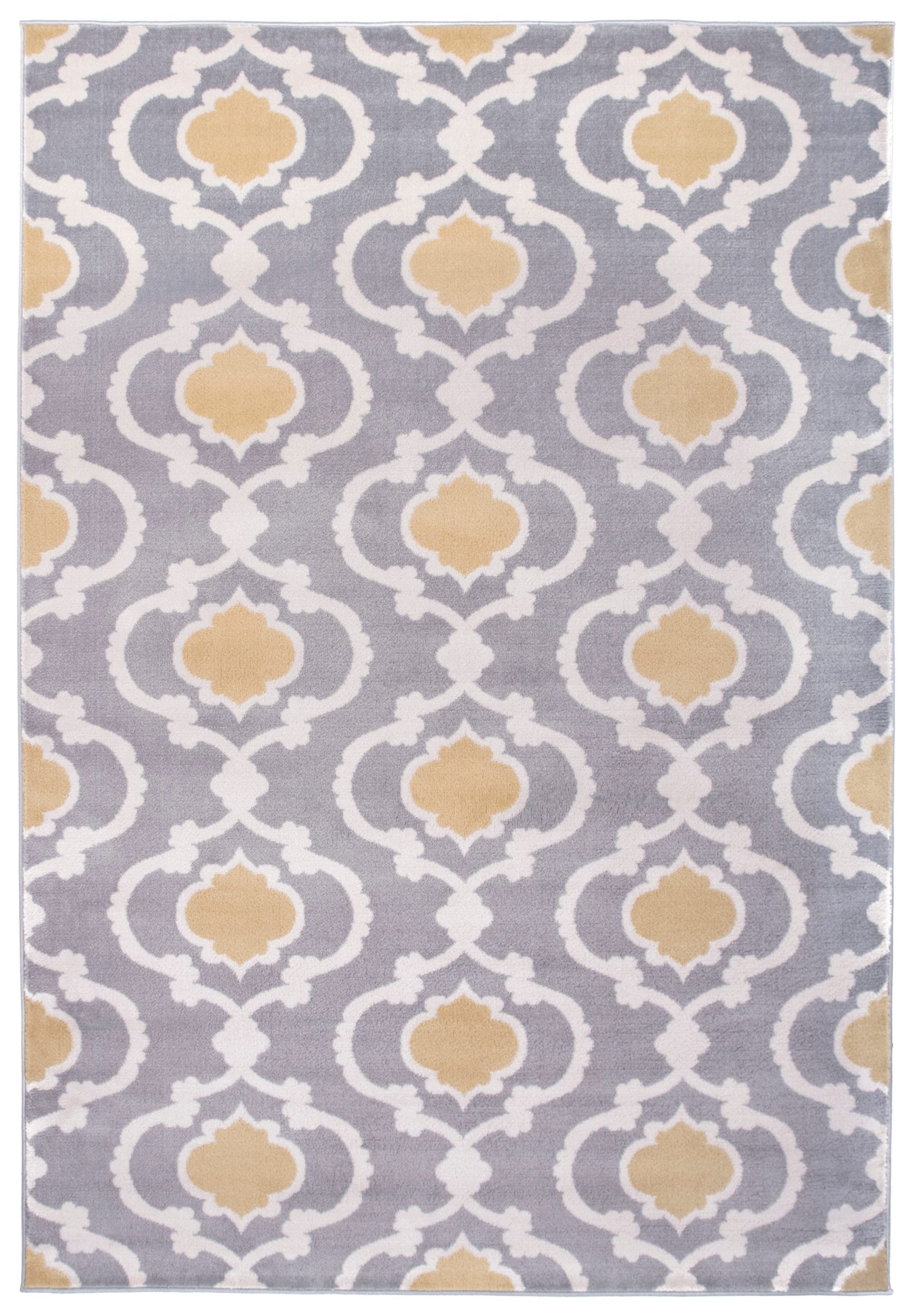 Elegant Gray & Yellow Trellis 5'3" x 7'3" Reversible Area Rug