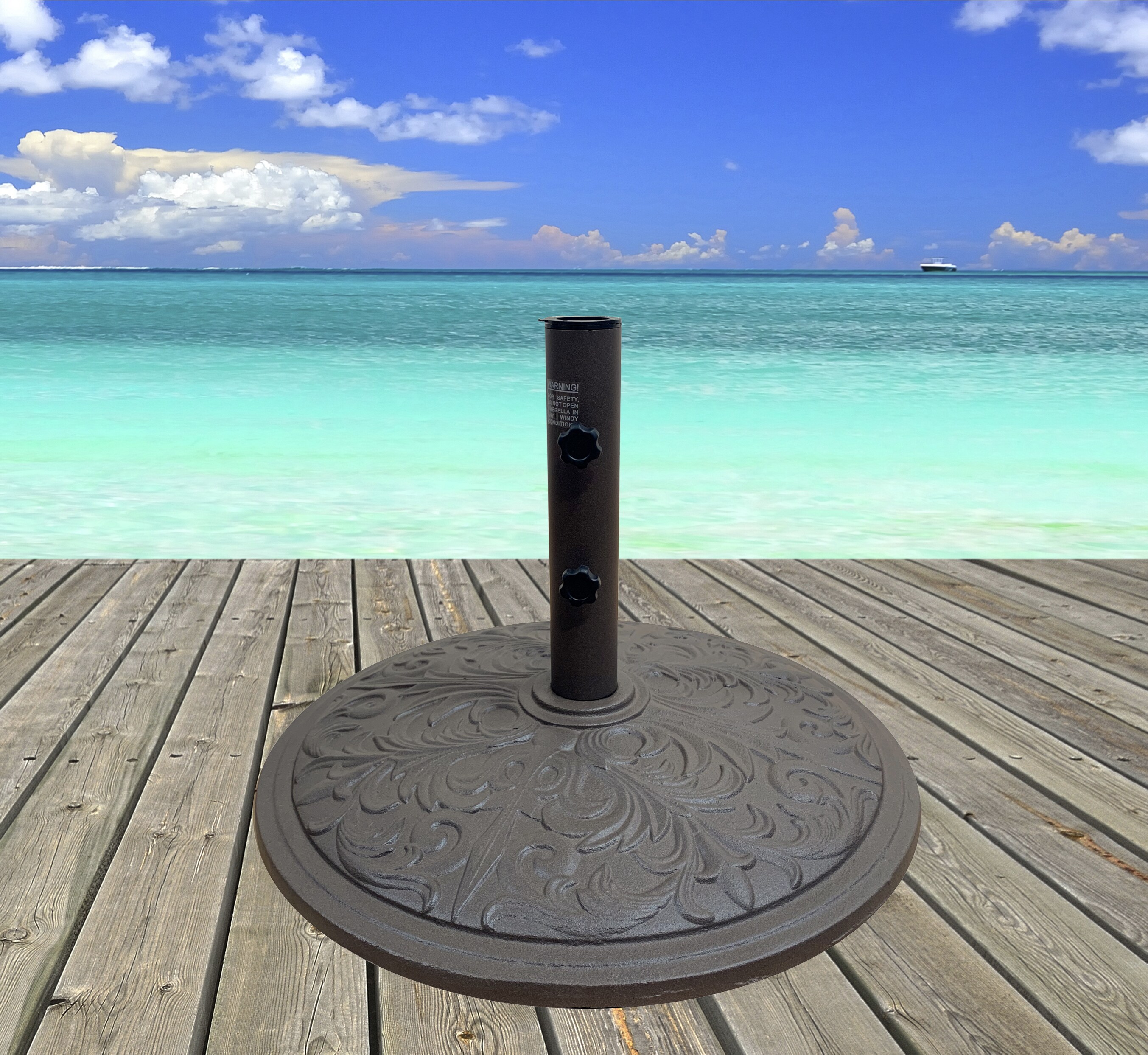 Tropishade Black Steel Weather-Resistant Patio Umbrella Base